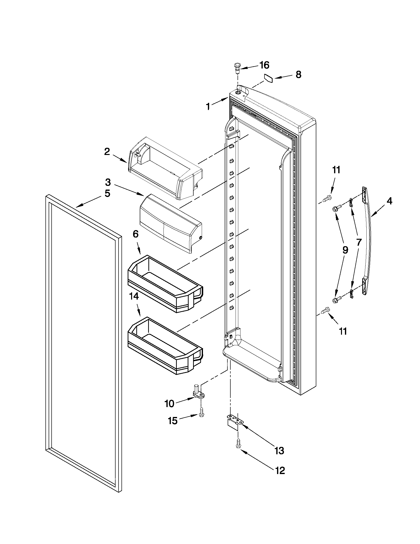 Maytag MSD2559XEW01 refrigerator door parts diagram