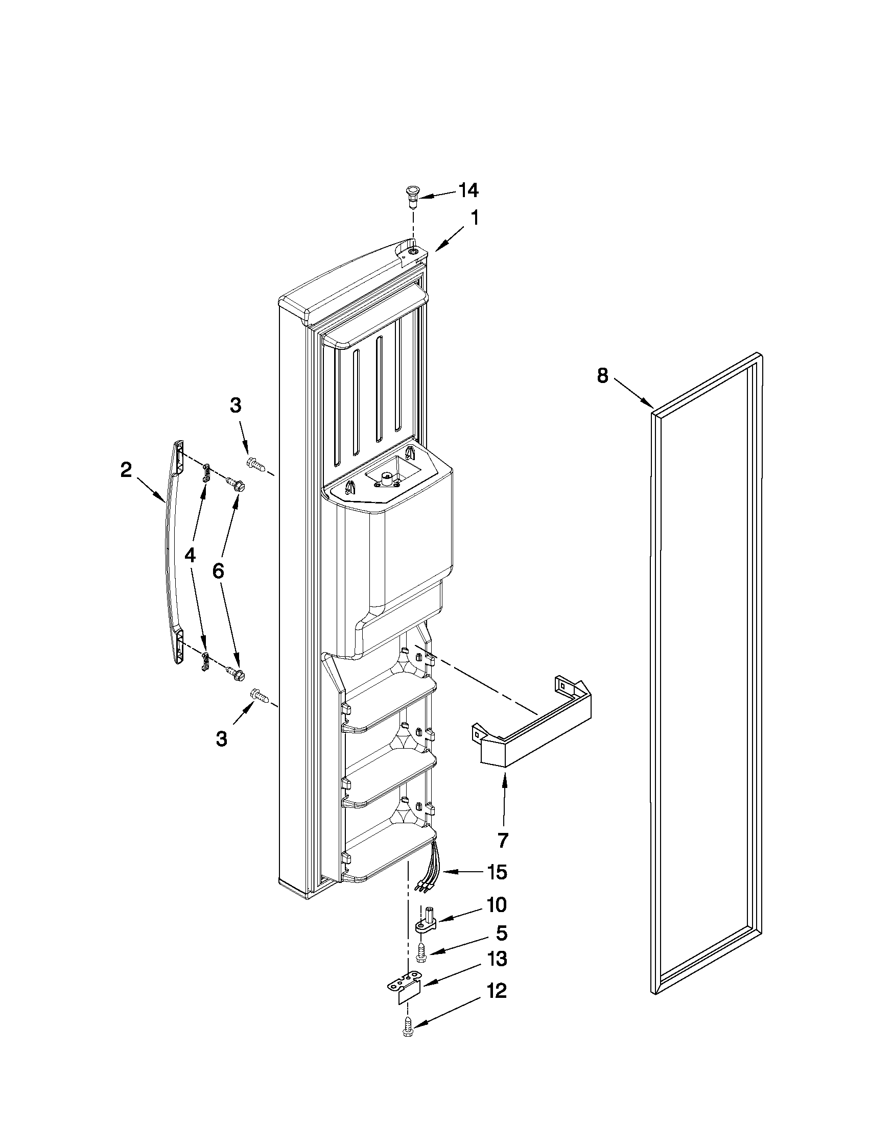 Maytag MSD2559XEW01 freezer door parts diagram