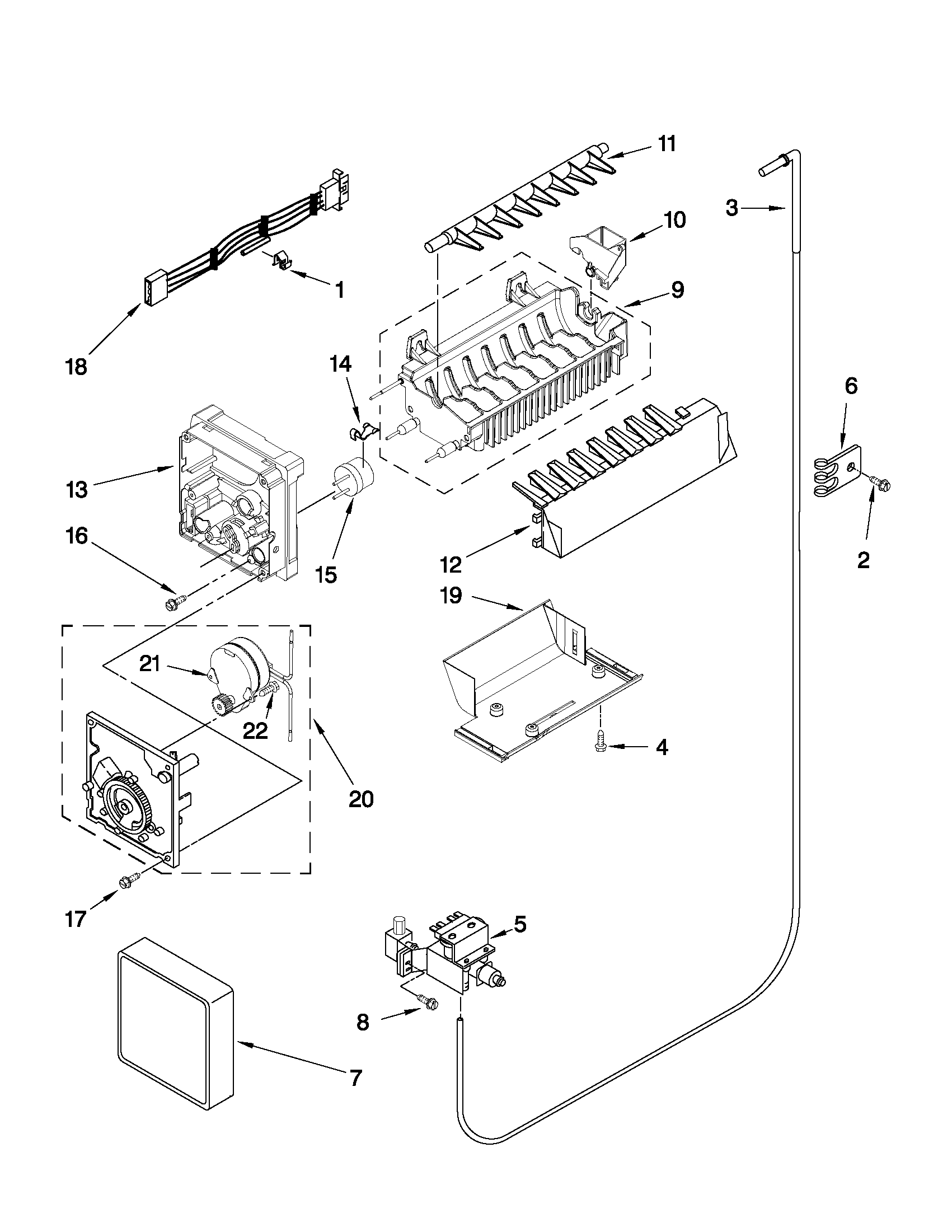 Maytag MSD2559XEW01 icemaker parts diagram
