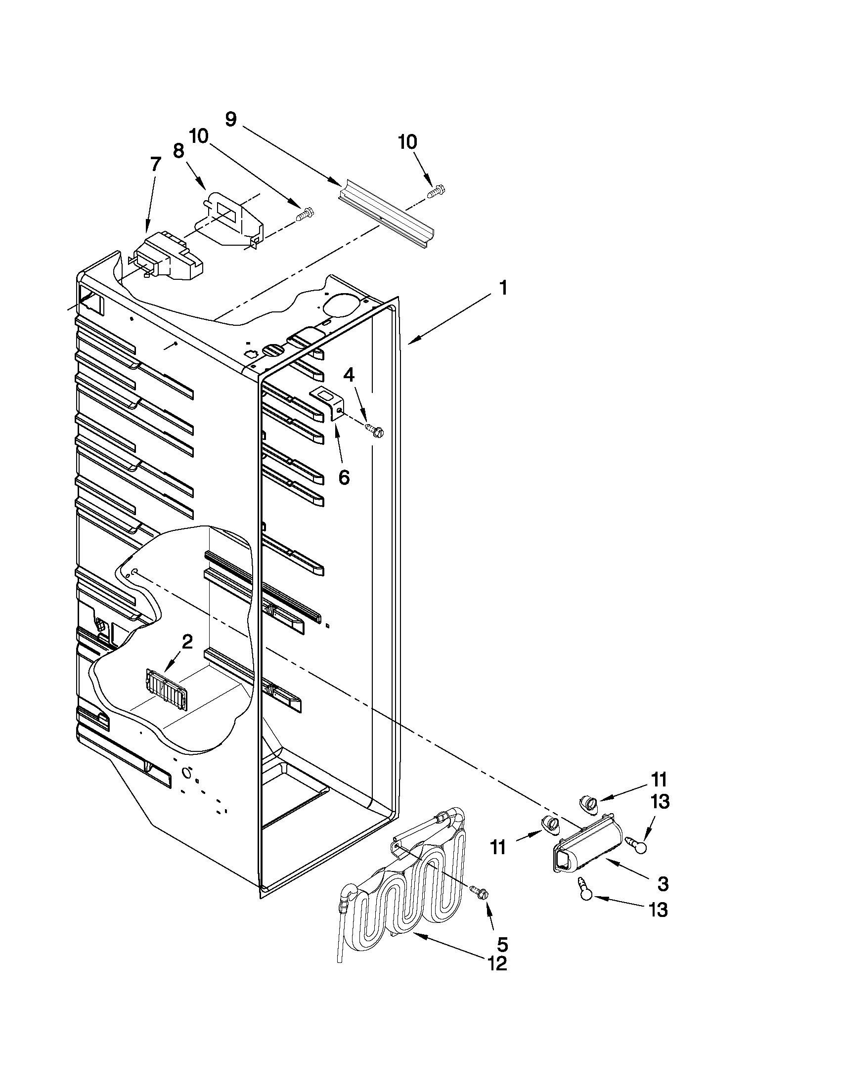 Maytag MSD2273VEW00 refrigerator liner parts diagram