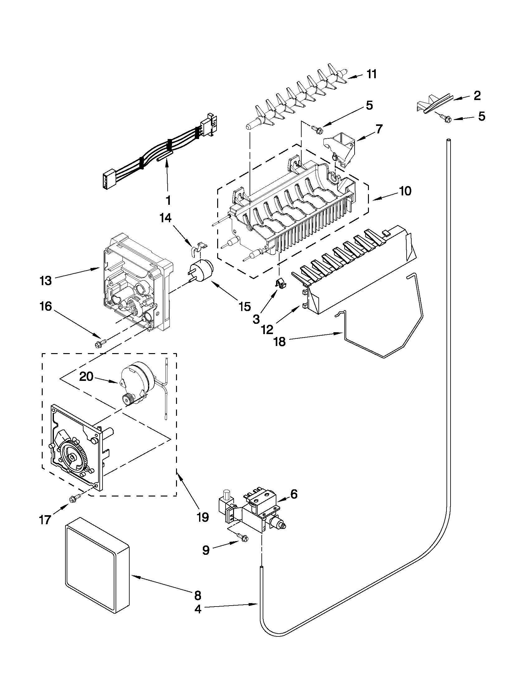 Maytag MSD2273VEW00 icemaker parts diagram