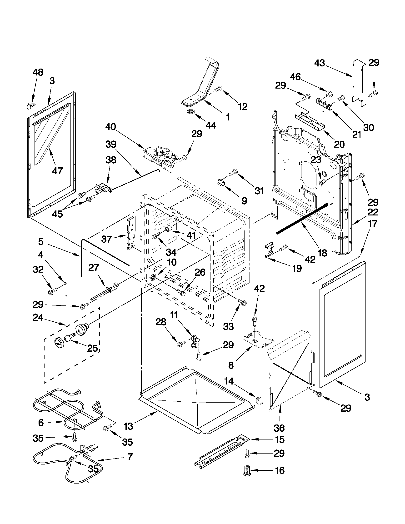 Whirlpool WFE361LVB0 chassis parts diagram