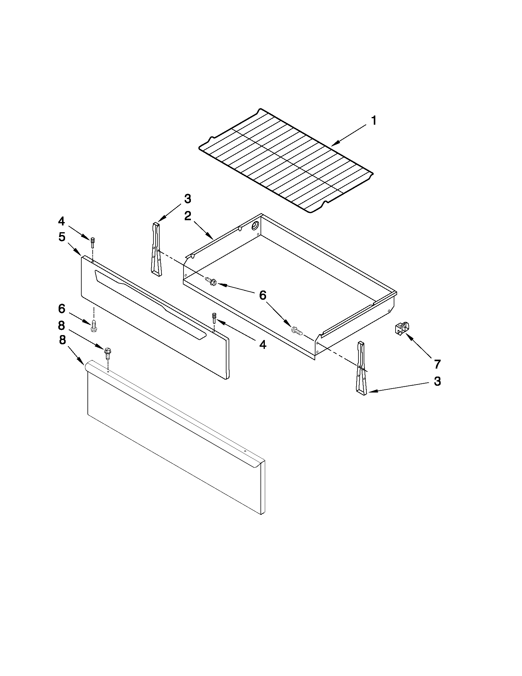 Whirlpool WFE361LVB0 drawer & broiler parts diagram