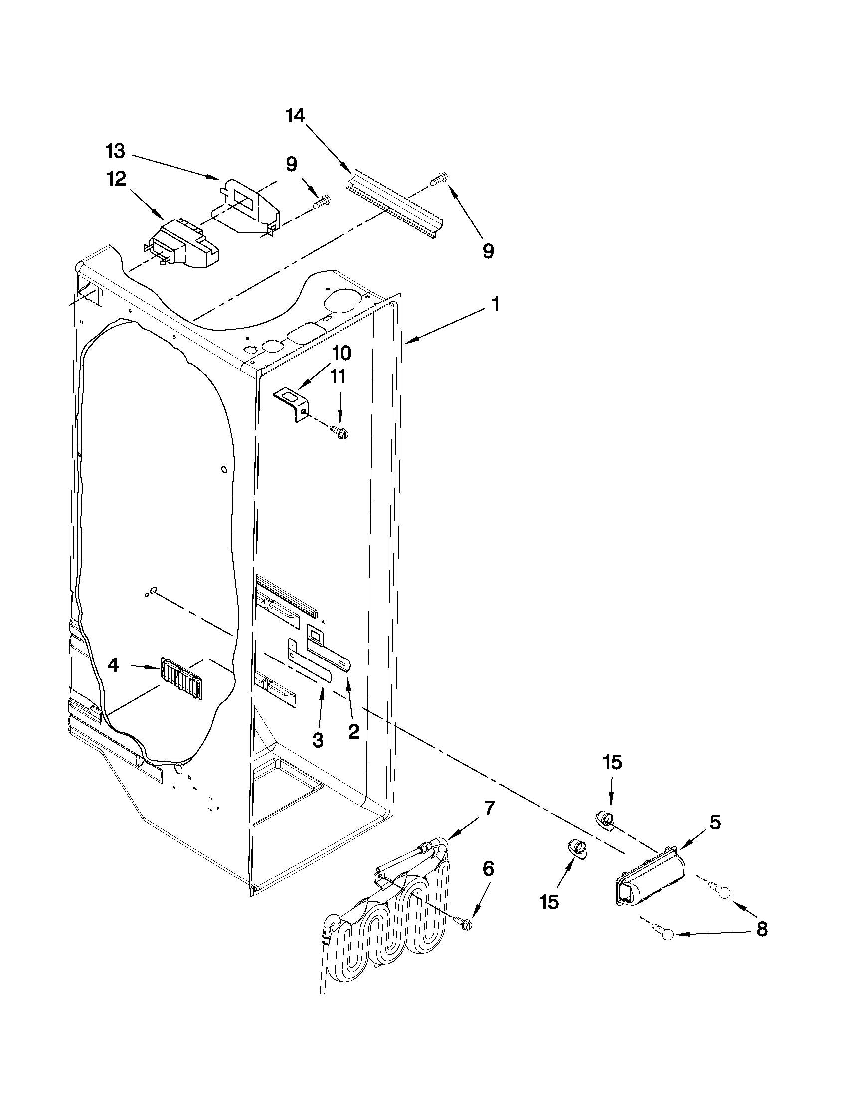Whirlpool ED5LVAXWB02 refrigerator liner parts diagram