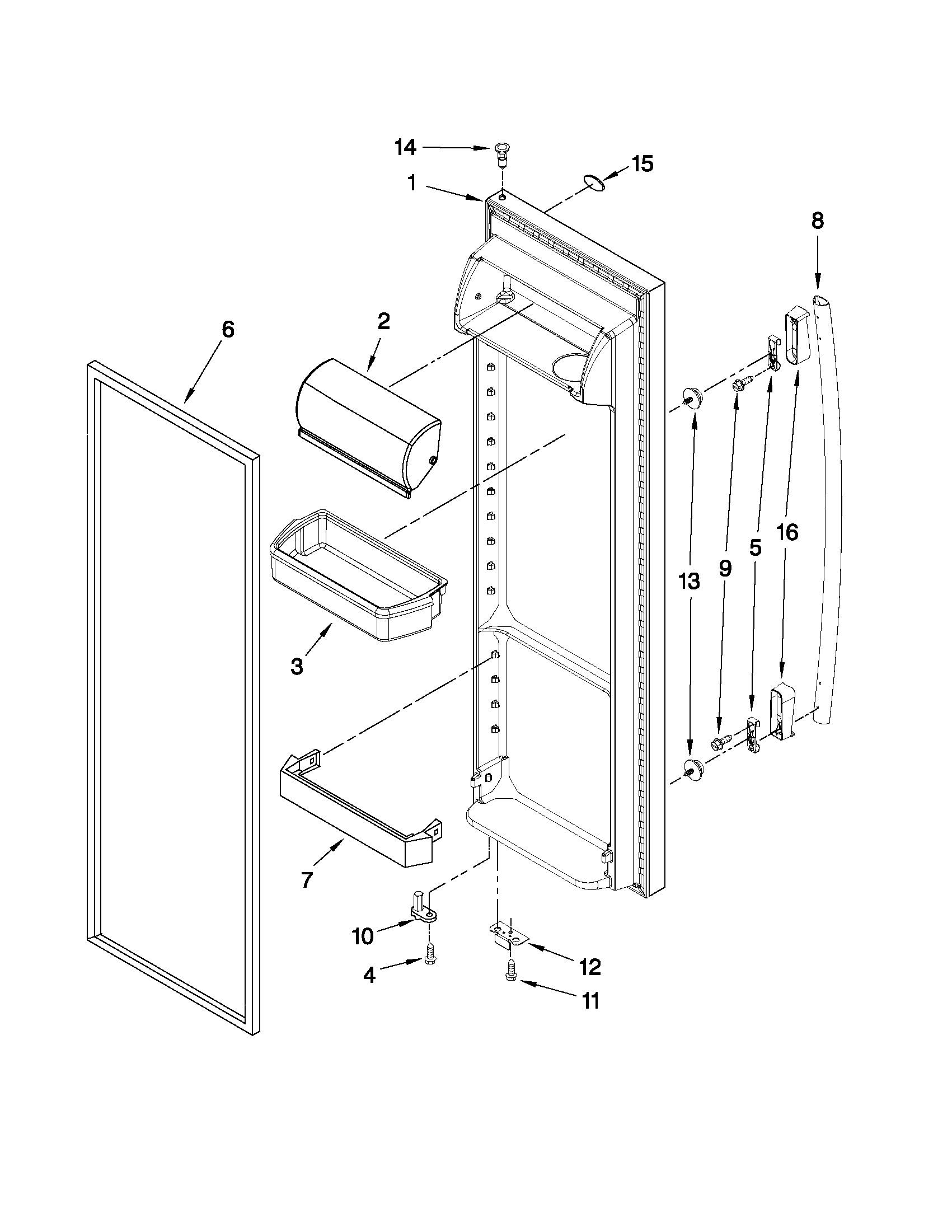 Whirlpool ED5LVAXWB02 refrigerator door parts diagram