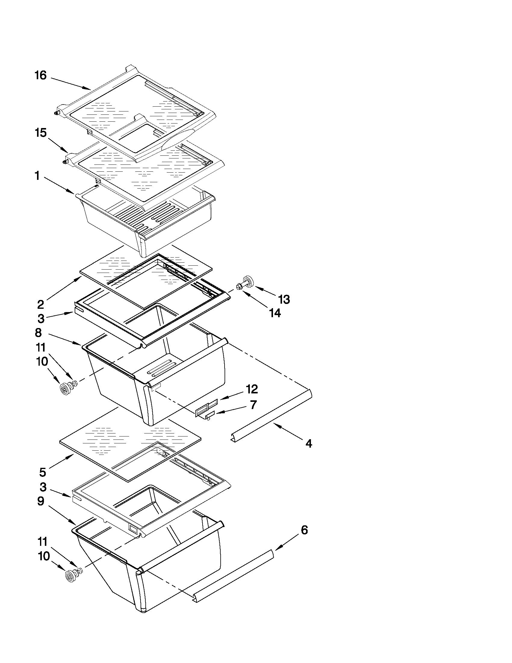 Whirlpool ED5VHEXVB03 refrigerator shelf parts diagram