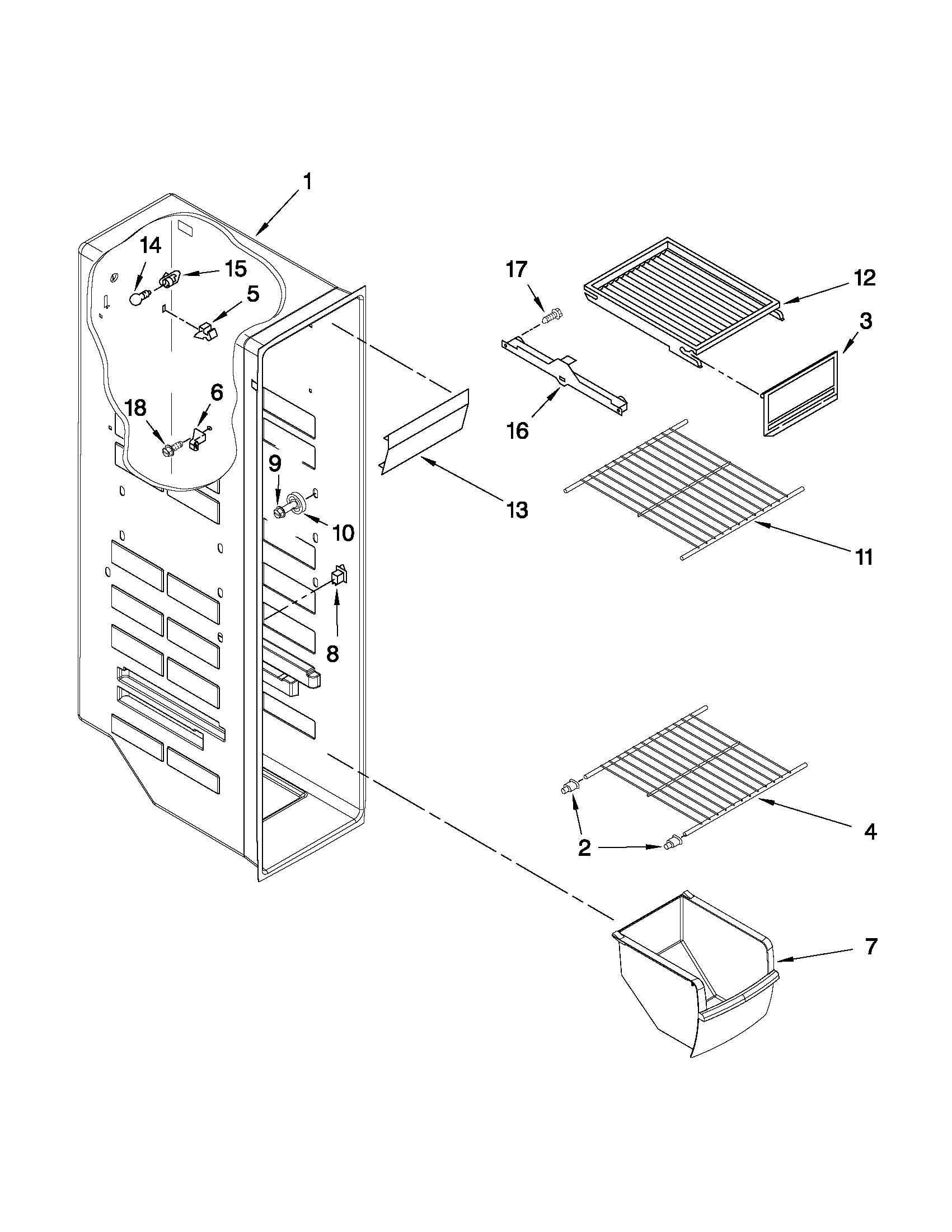 Whirlpool ED5VHEXVB03 freezer liner parts diagram