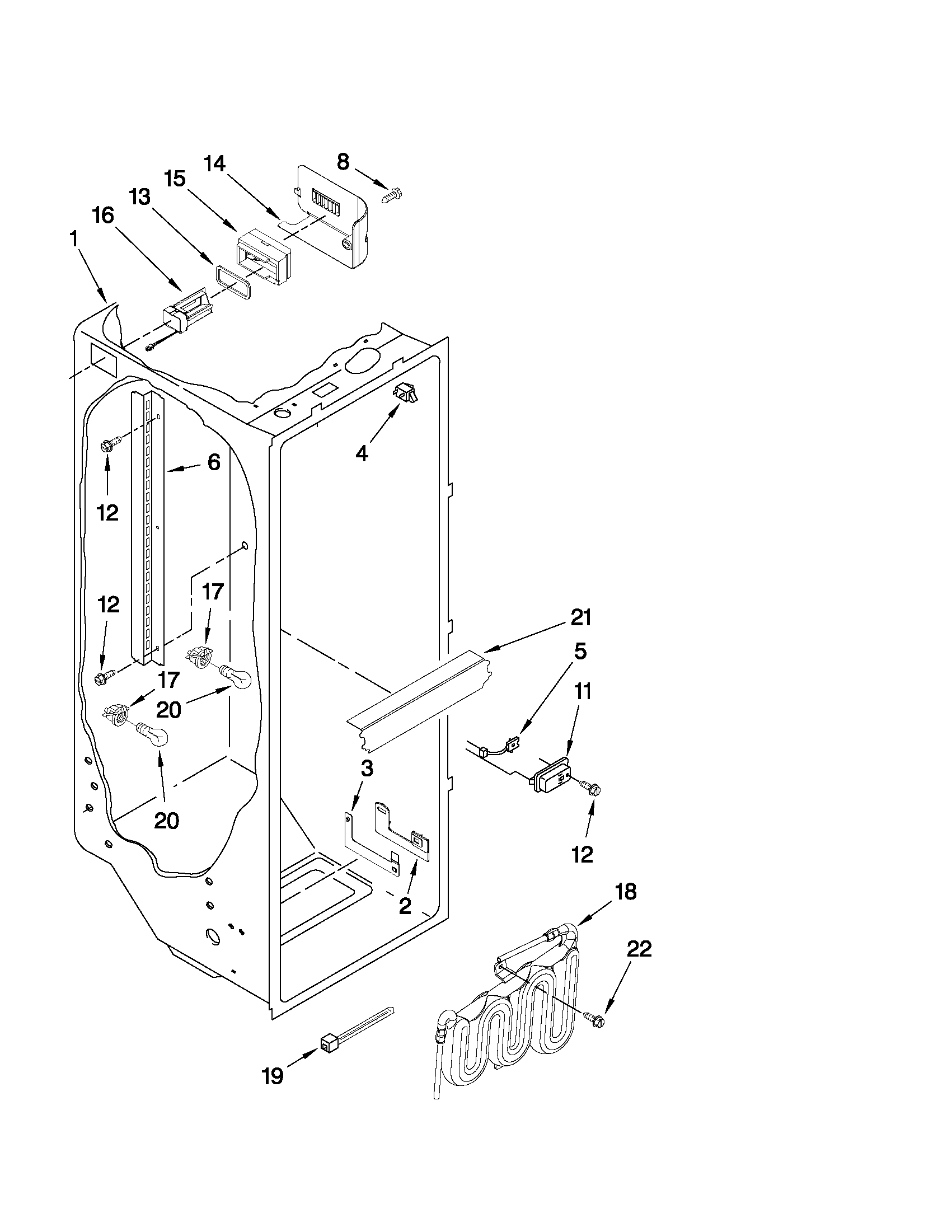 Whirlpool GC5SHAXVS02 refrigerator liner parts diagram