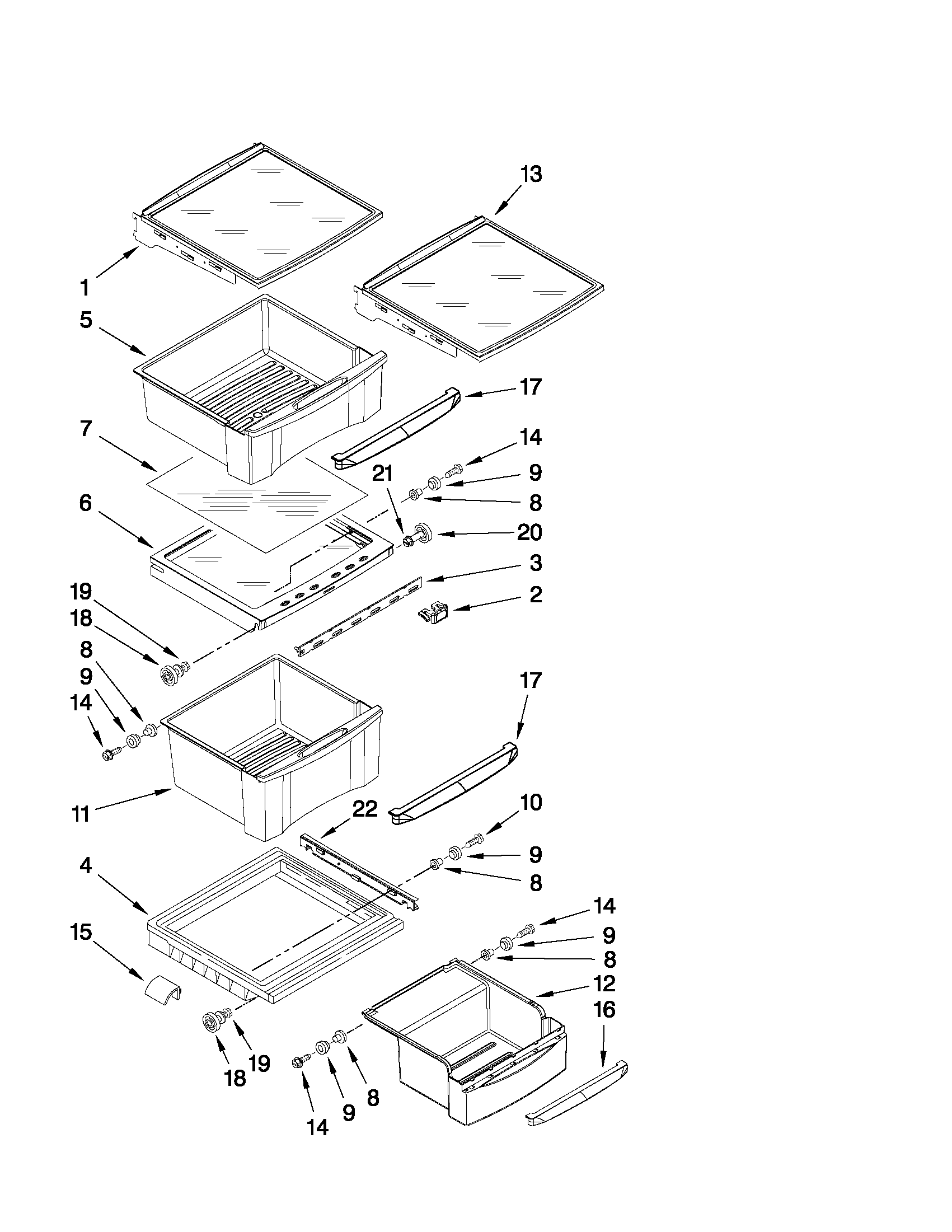 Whirlpool GC5SHAXVS02 refrigerator shelf parts diagram