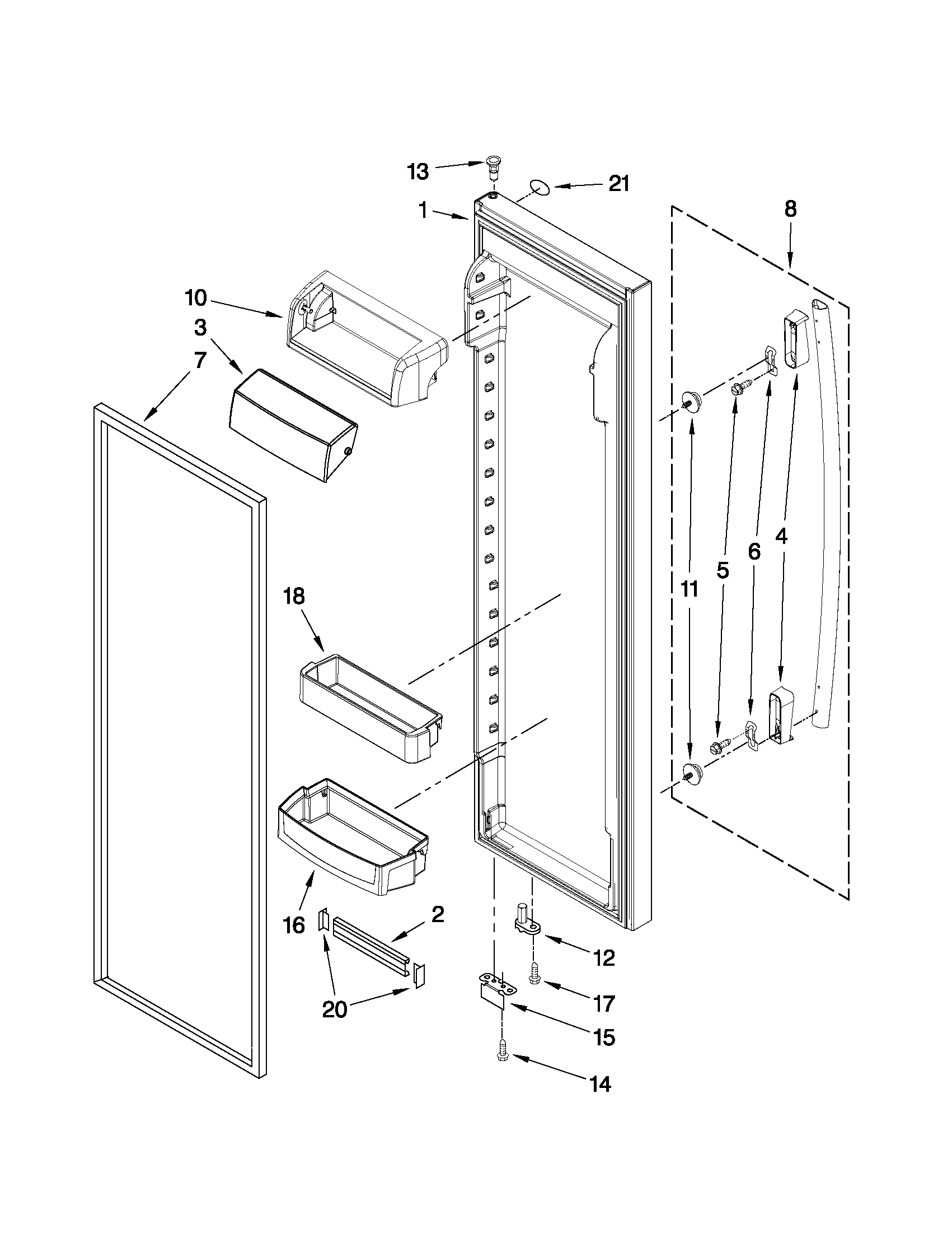 Whirlpool GC5SHAXVS02 refrigerator door parts diagram