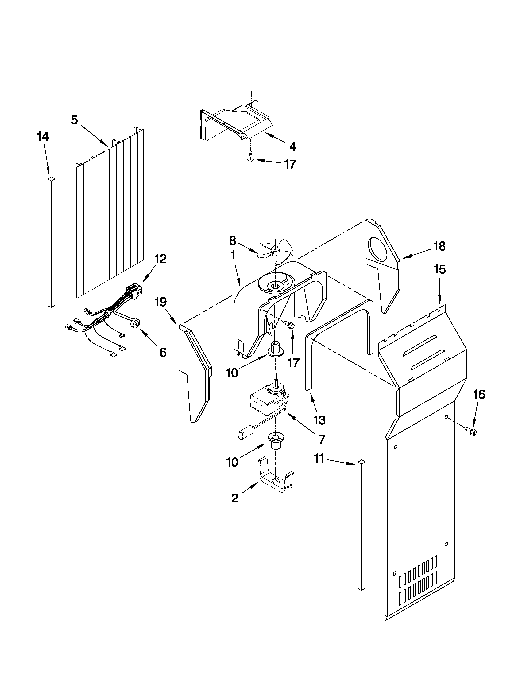 Whirlpool GC5SHAXVS02 air flow parts diagram