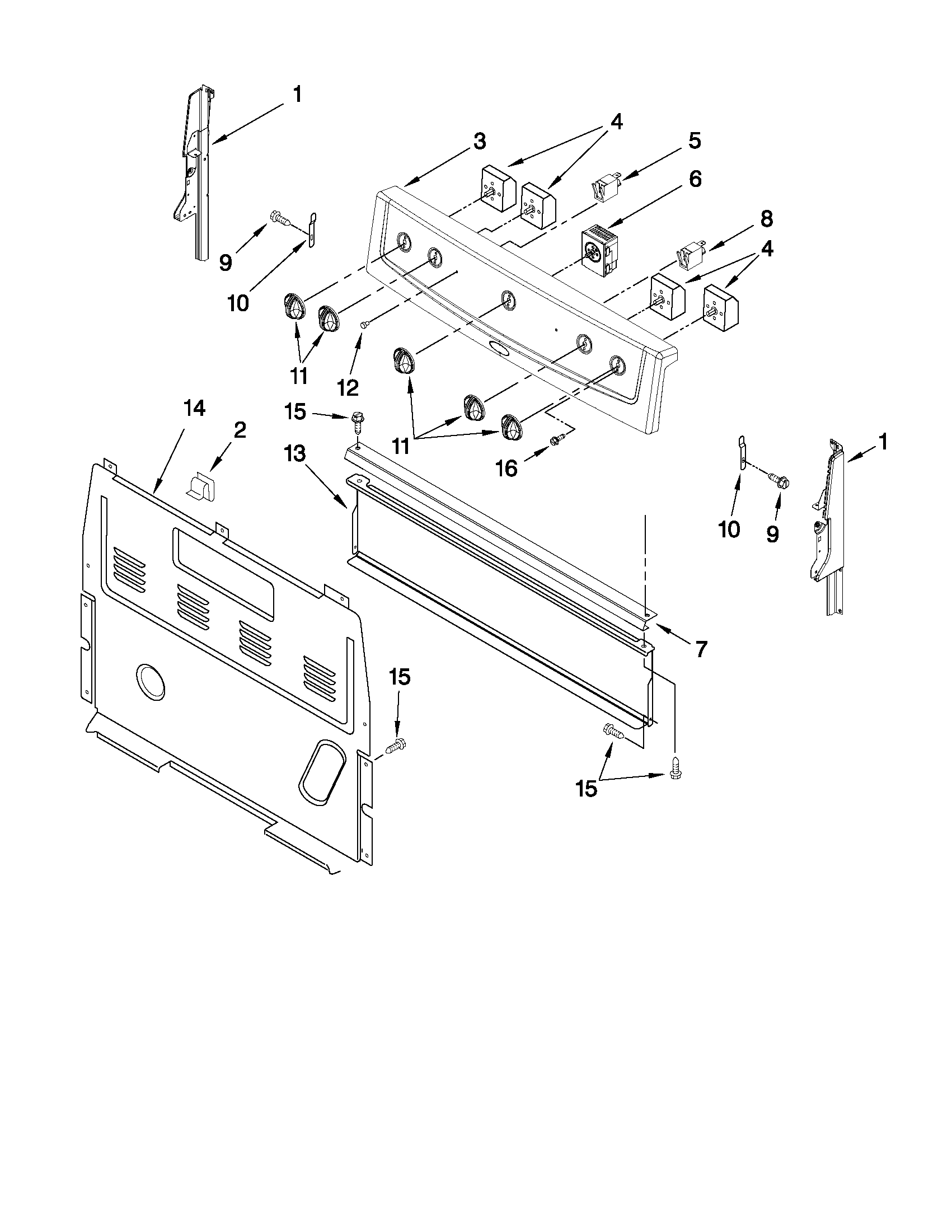 Amana AER3311WAQ0 control panel parts diagram