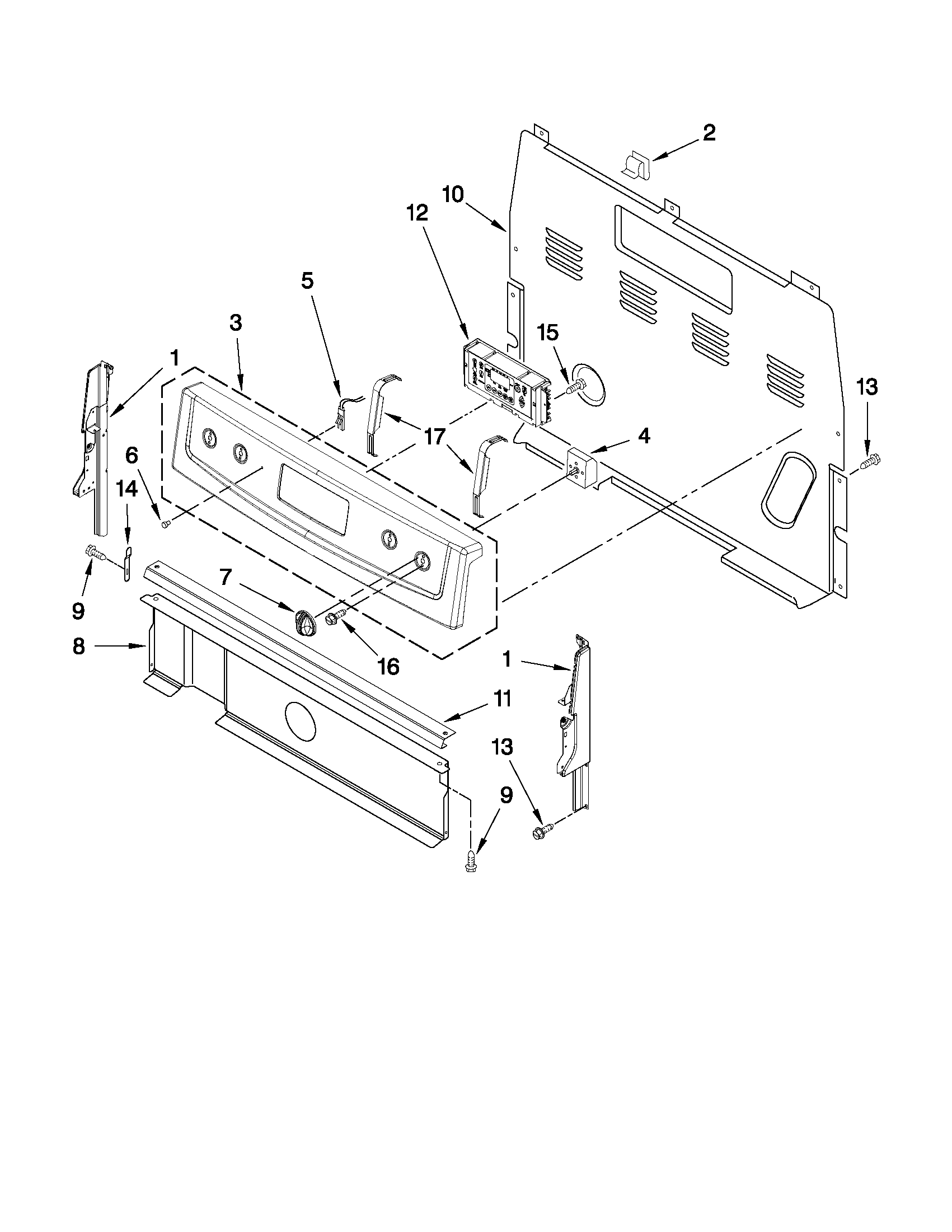 Amana AER5523XAW0 control panel parts diagram