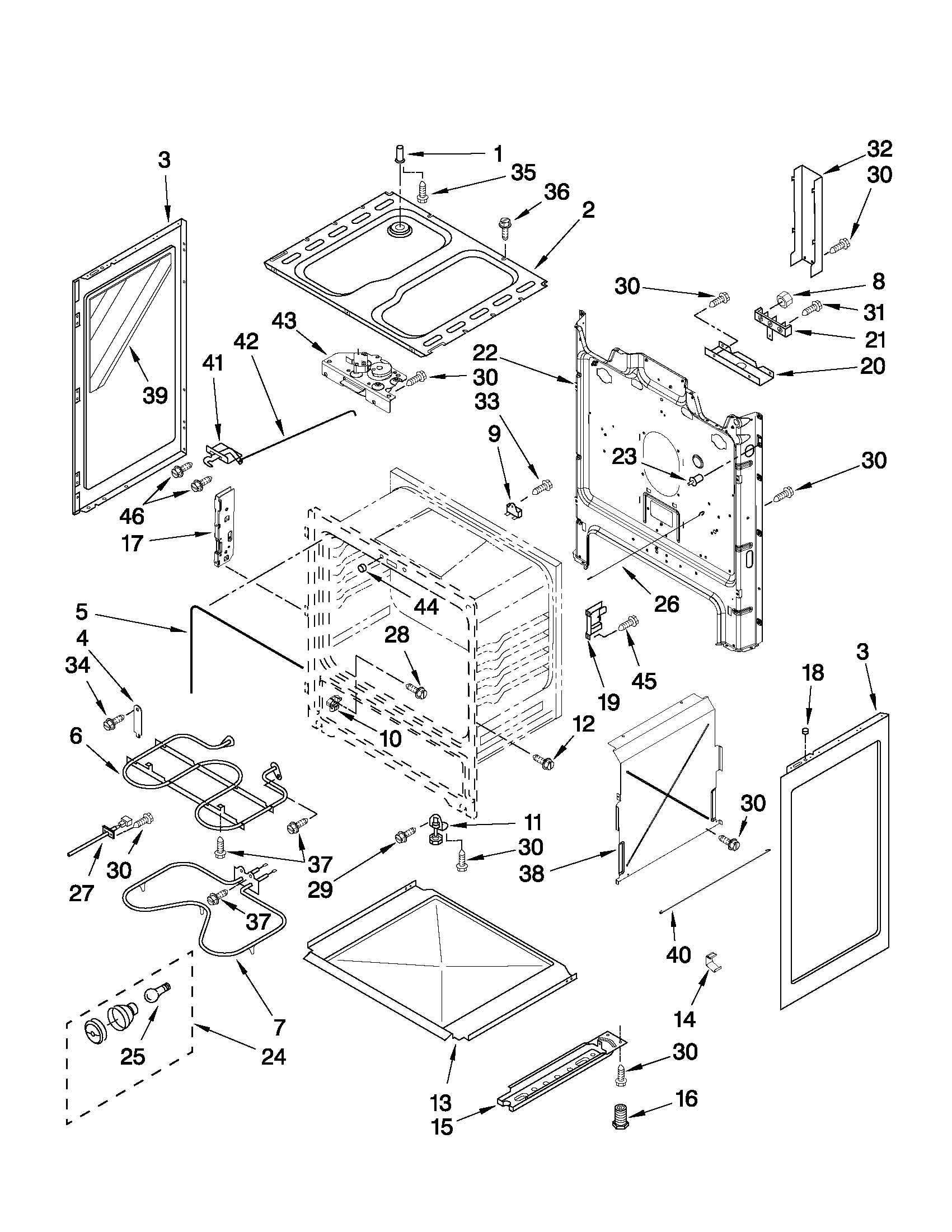 Amana AER5523XAW0 chassis parts diagram