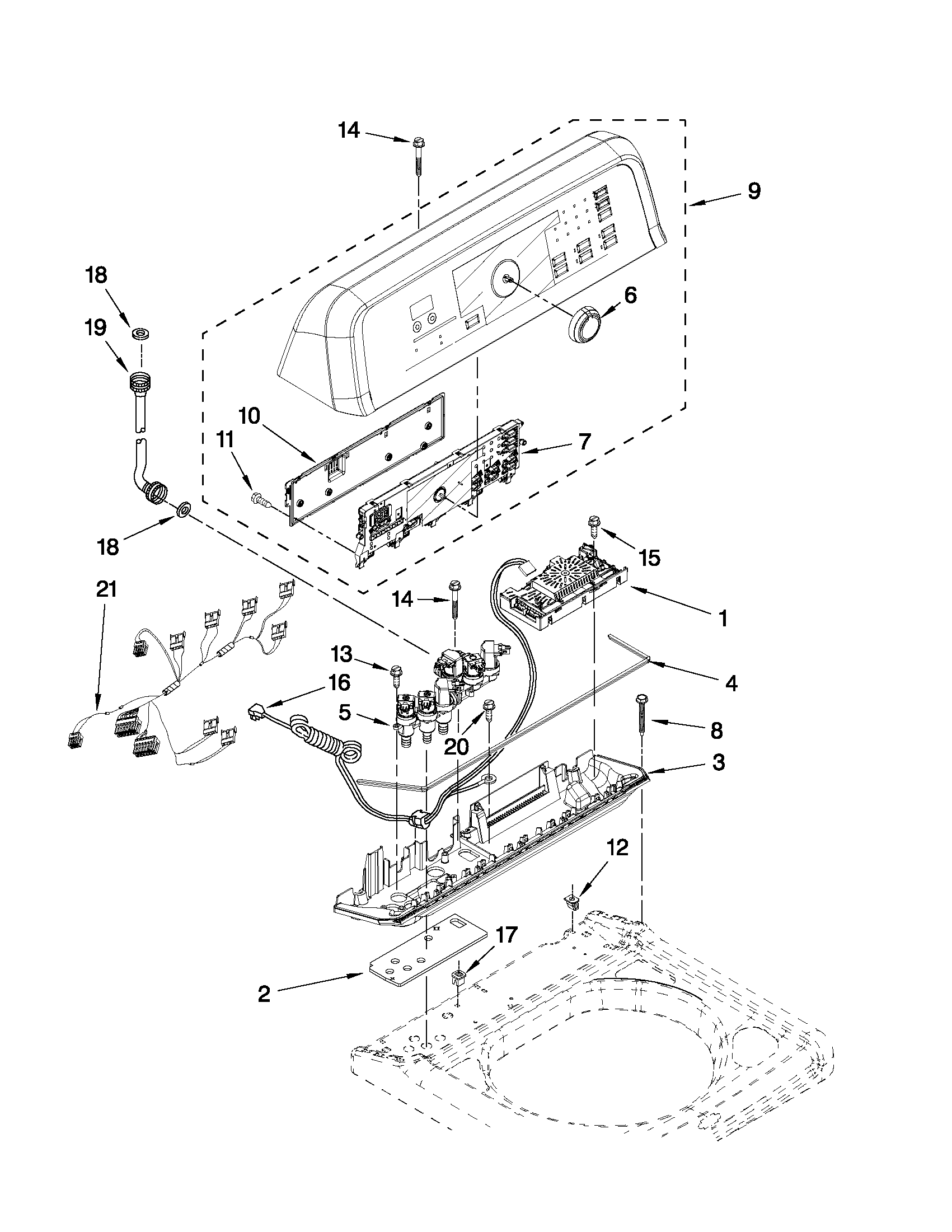 Maytag MVWB850WR2 control panel parts diagram