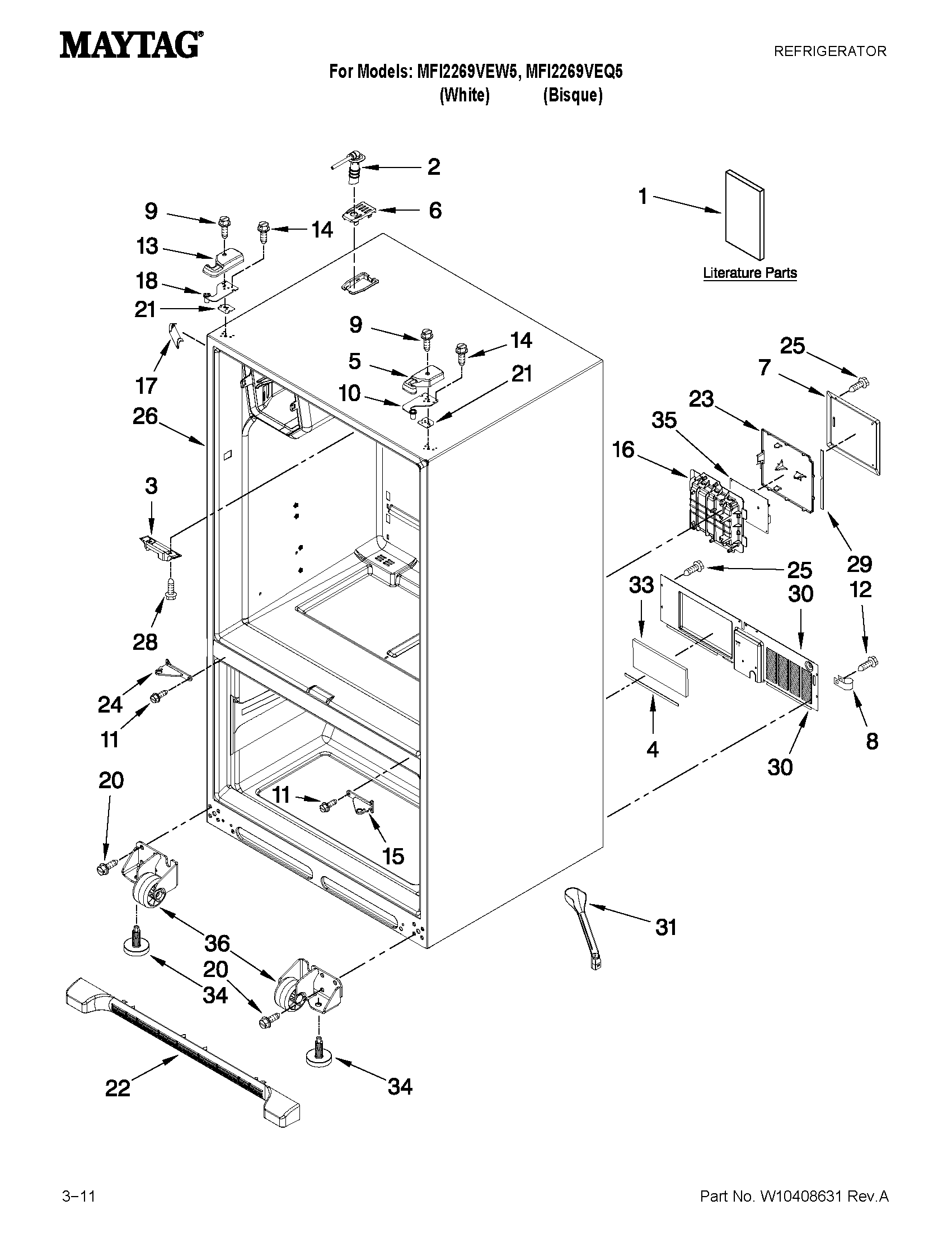 Maytag MFI2269VEW5 cabinet parts diagram