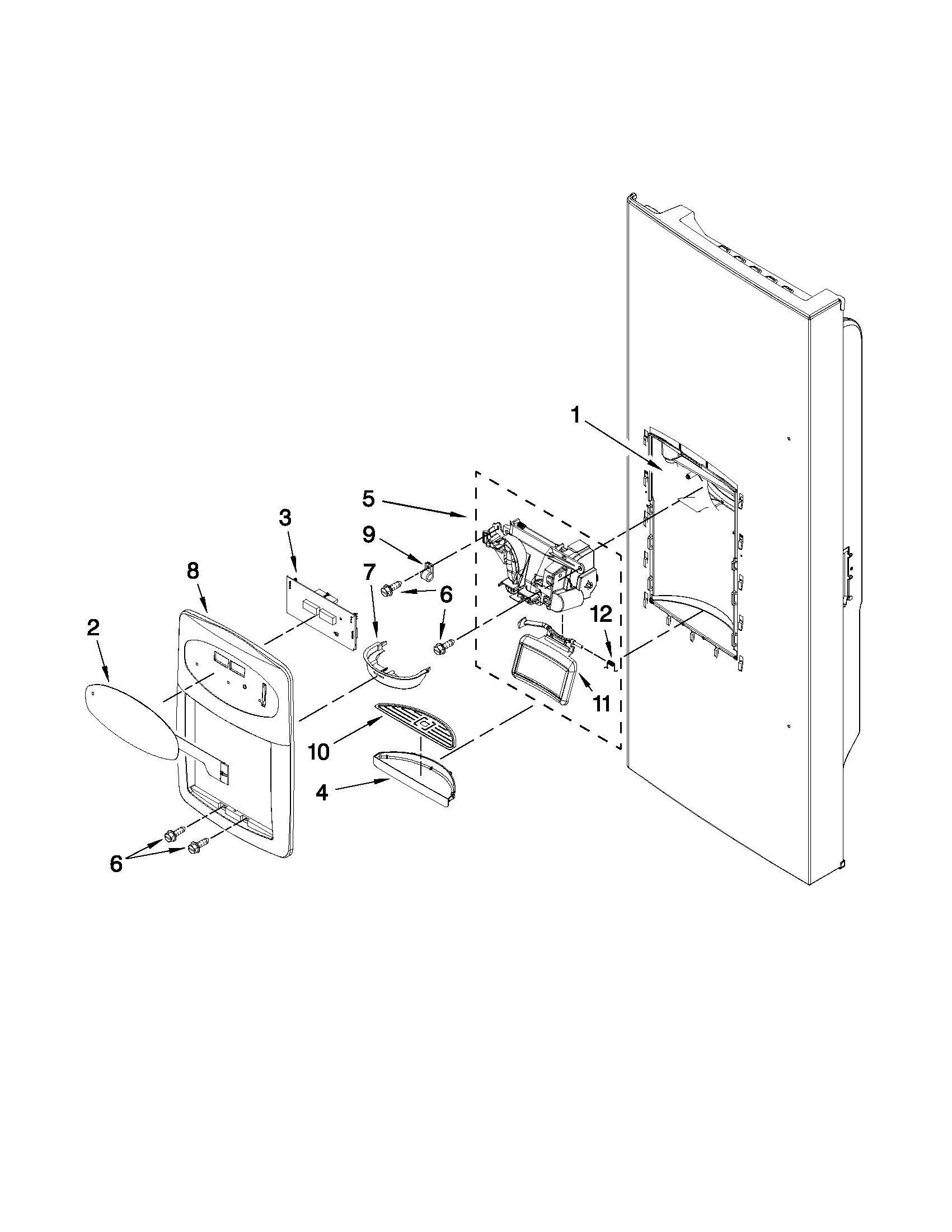 Maytag MFI2269VEW5 dispenser front parts diagram