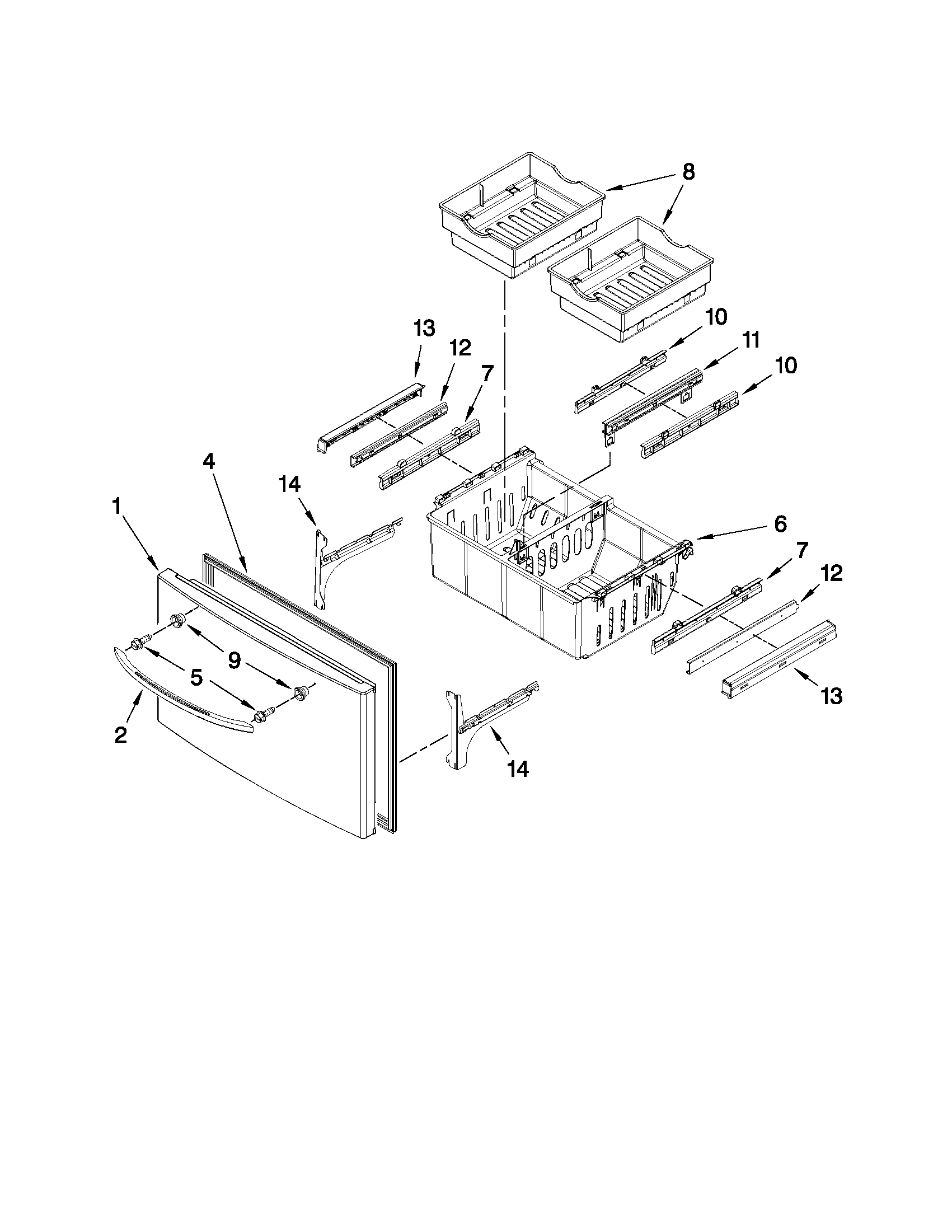 Maytag MFI2269VEW5 freezer door parts diagram