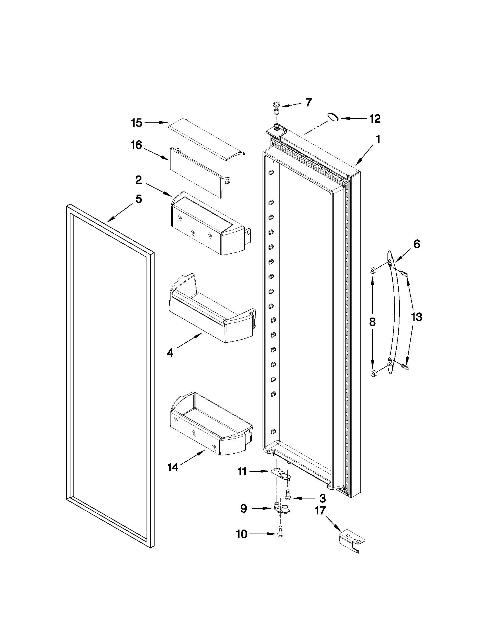 Whirlpool GSS26C5XXA02 refrigerator door parts diagram