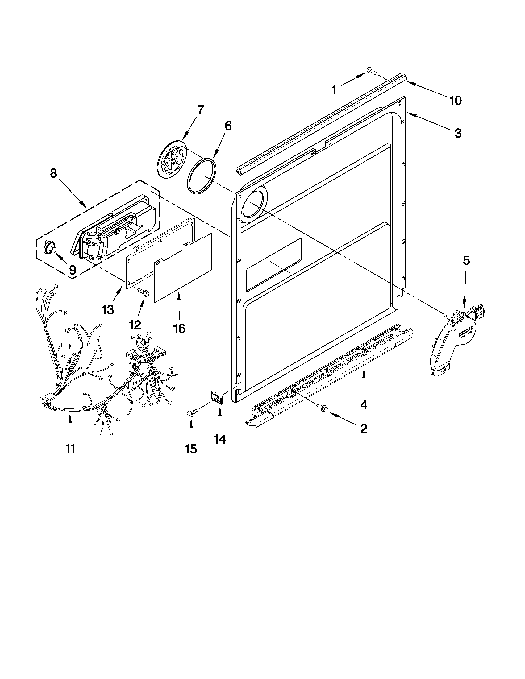 KitchenAid KUDE48FXBL0 inner door parts diagram