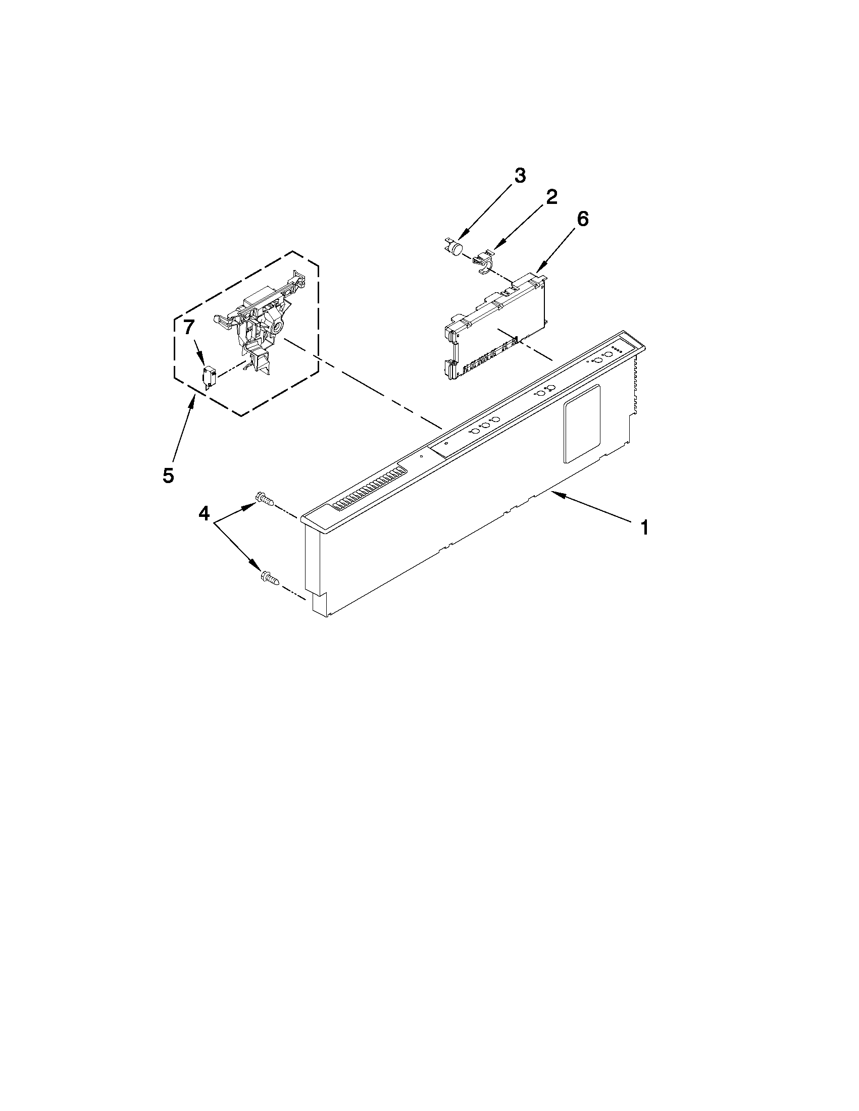 KitchenAid KUDC03FVBL5 control panel and latch parts diagram