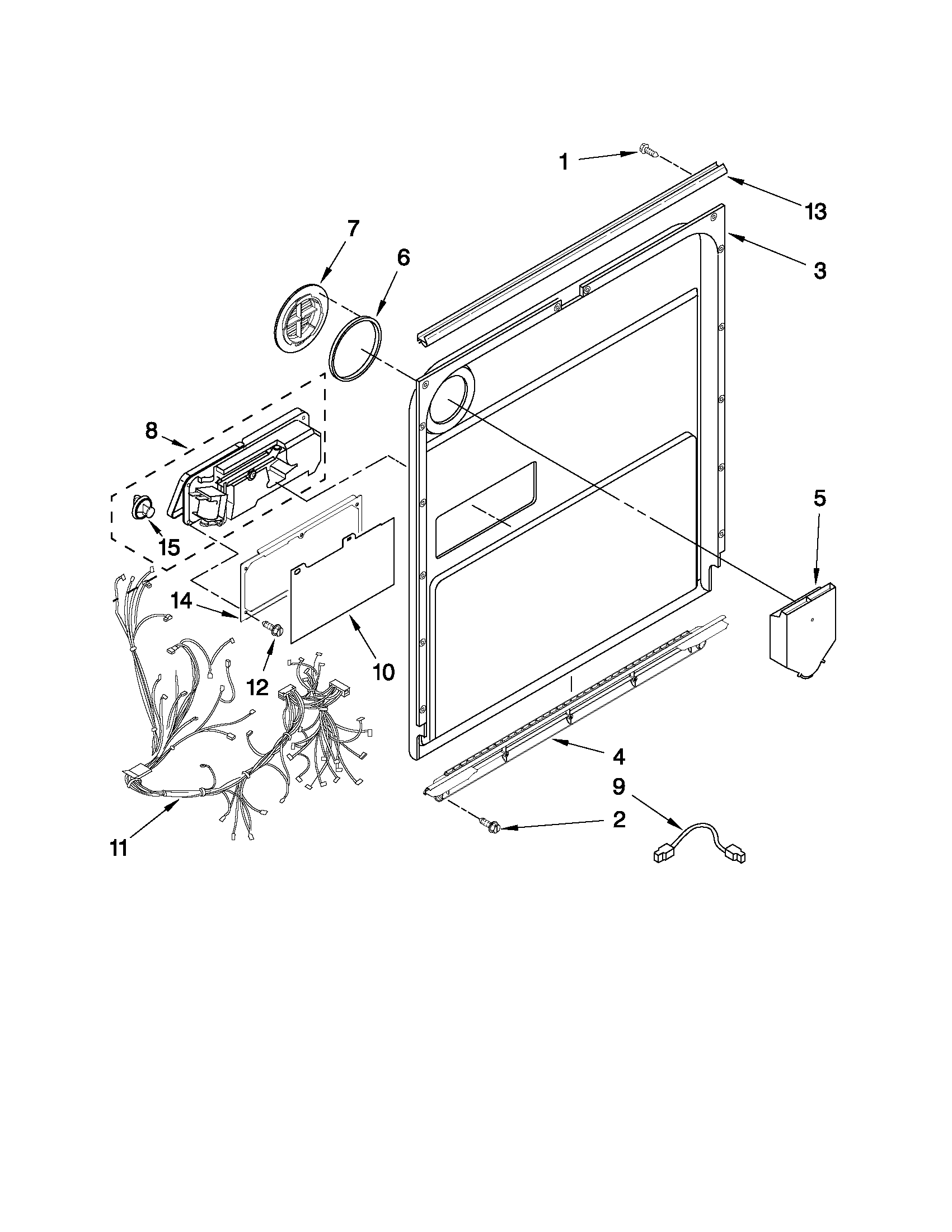 KitchenAid KUDC03FVBL5 inner door parts diagram