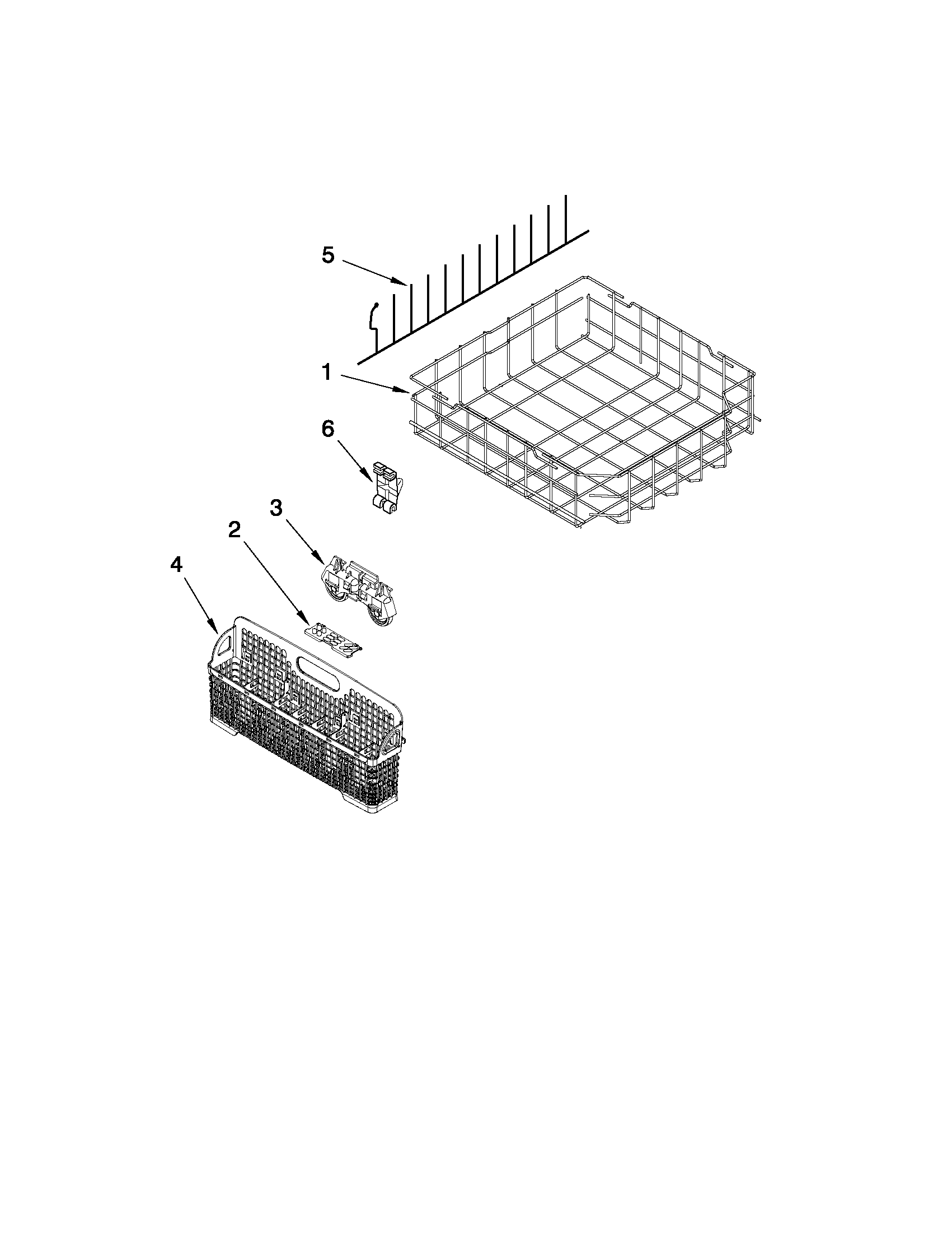 KitchenAid KUDC03FVBL5 lower rack parts diagram