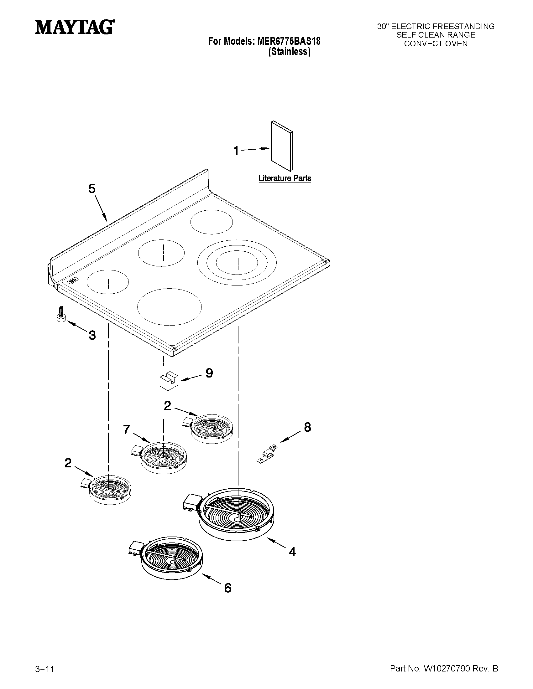 Maytag MER6775BAS18 cooktop parts diagram