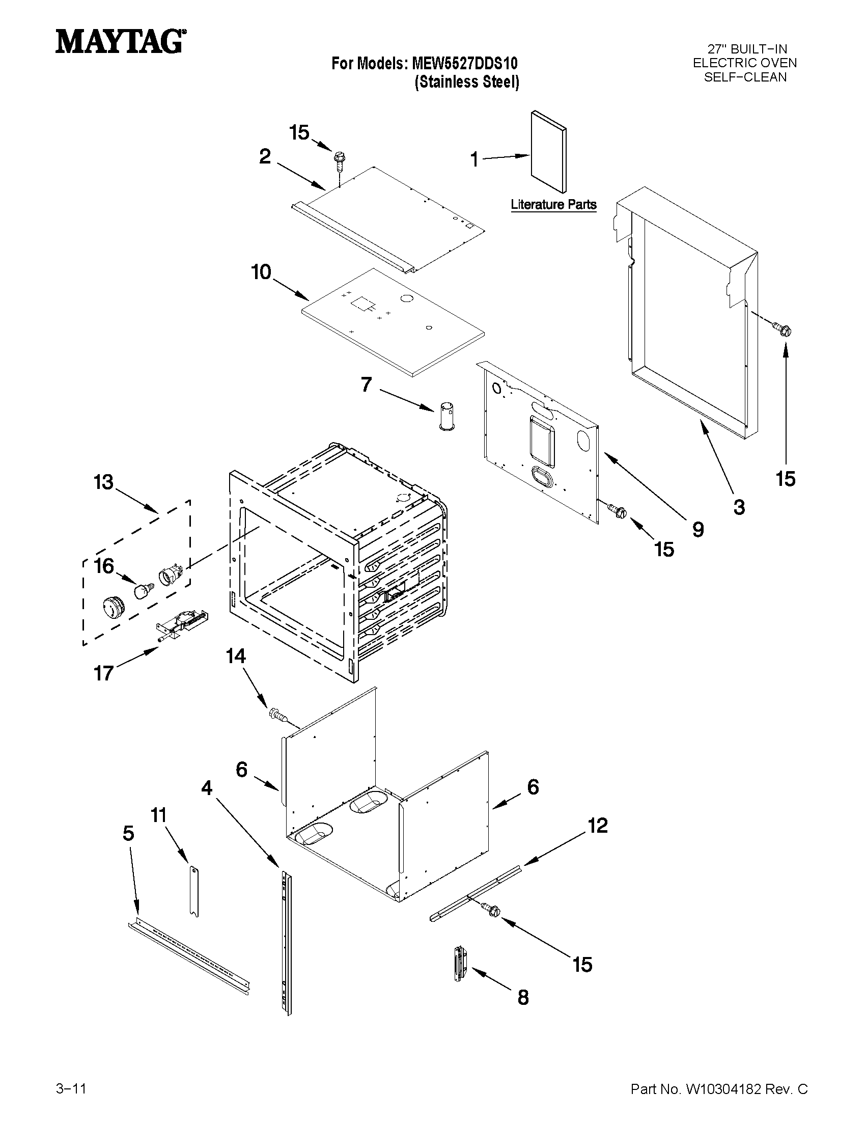 Maytag MEW5527DDS10 oven parts diagram
