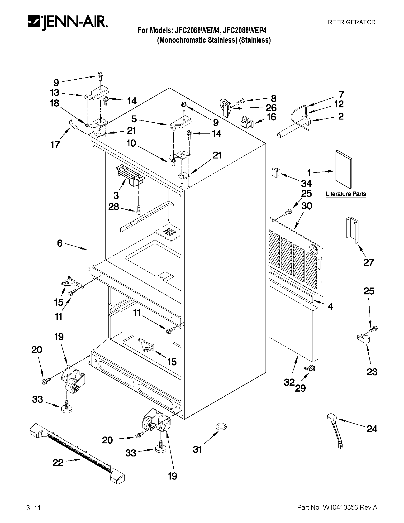 Jenn-Air JFC2089WEP4 cabinet parts diagram