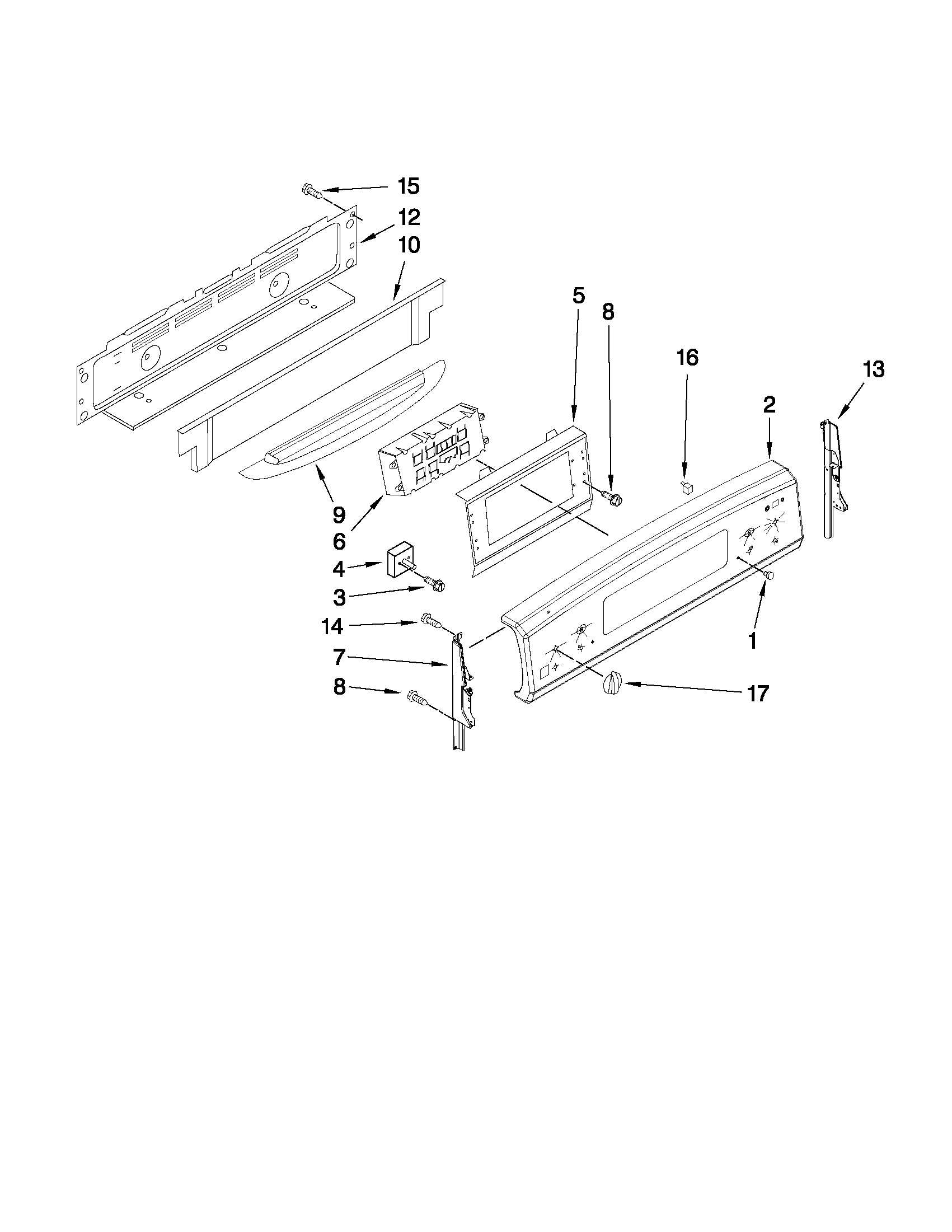 KitchenAid KERS205TBL0 control panel parts diagram