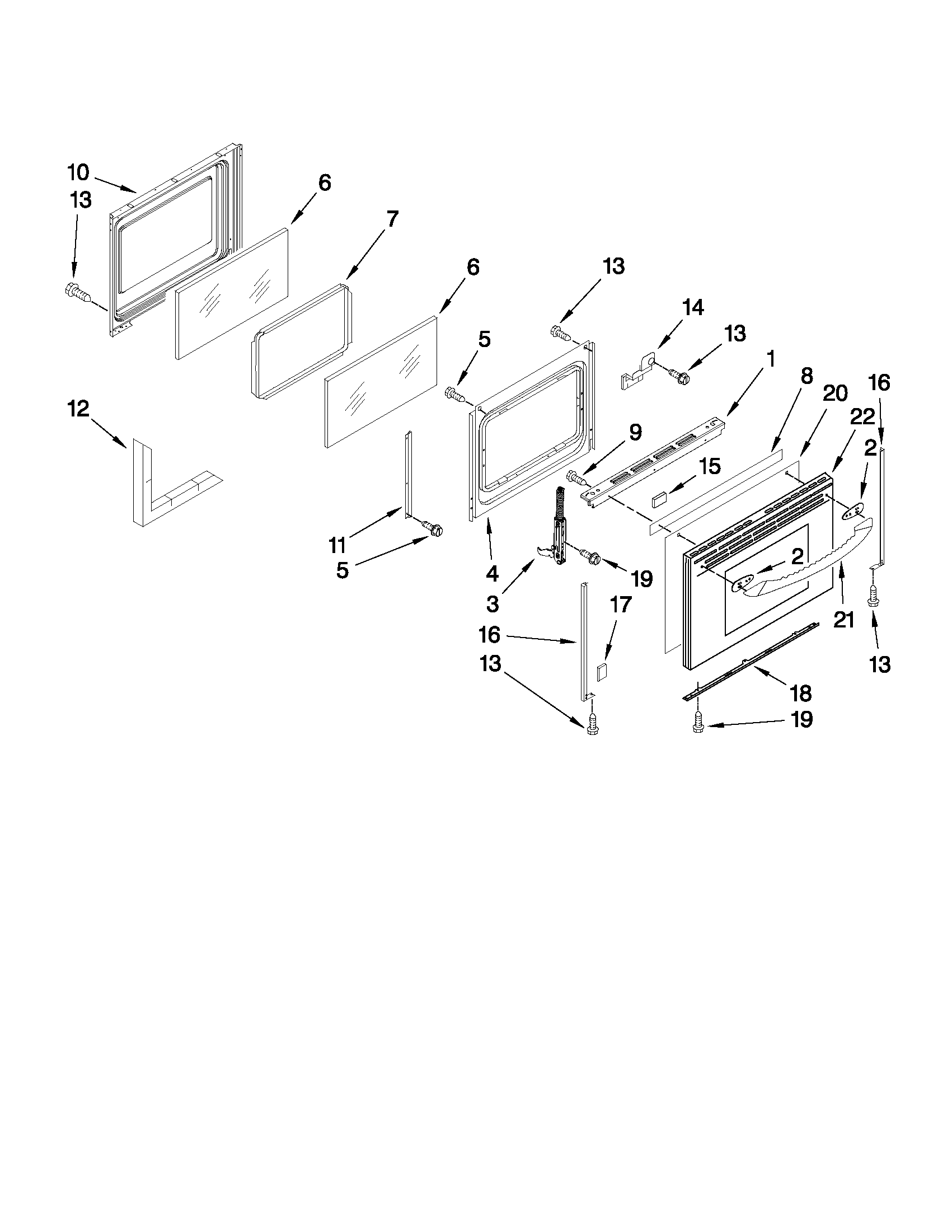 KitchenAid KERS205TBL0 door parts diagram