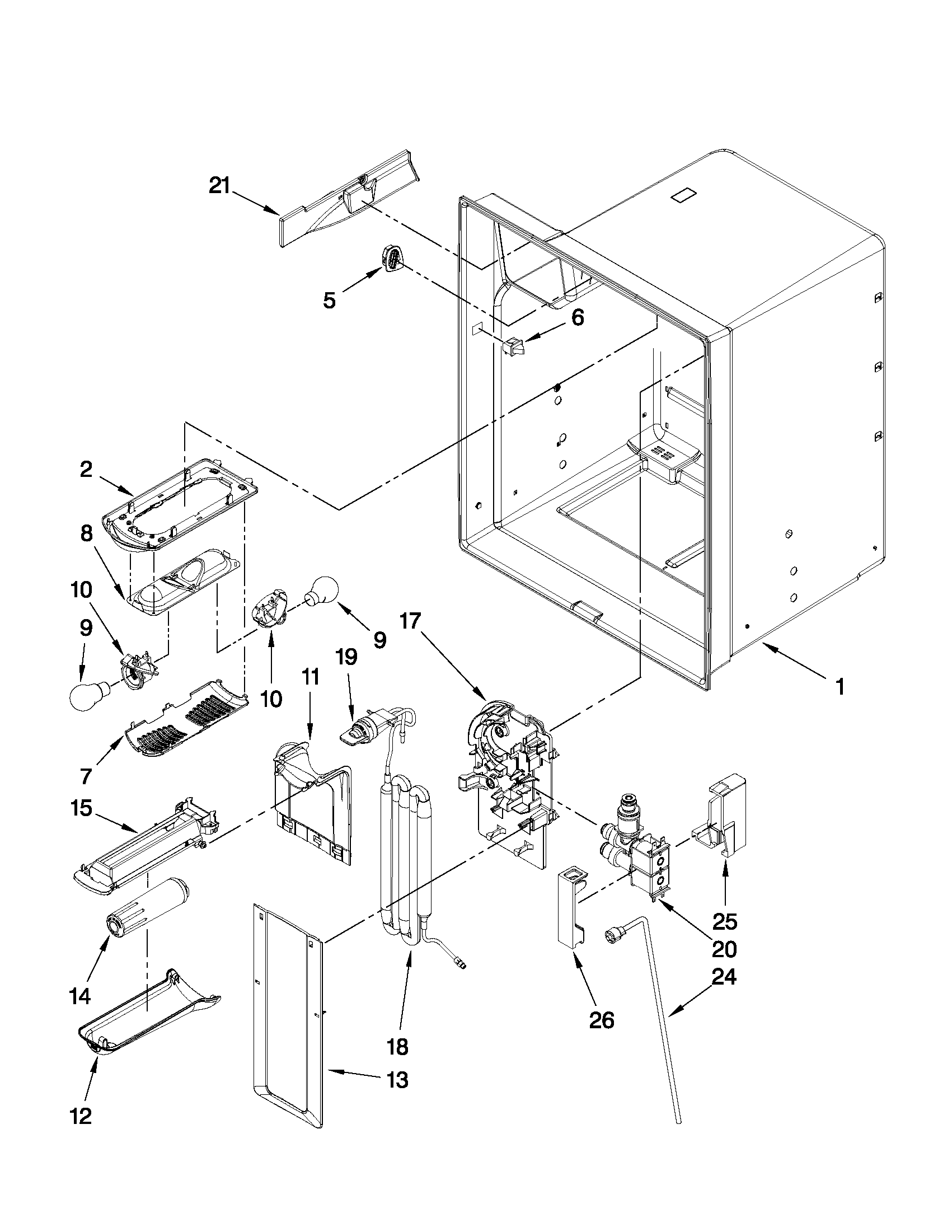 KitchenAid KFIS25XVBL5 refrigerator liner parts diagram