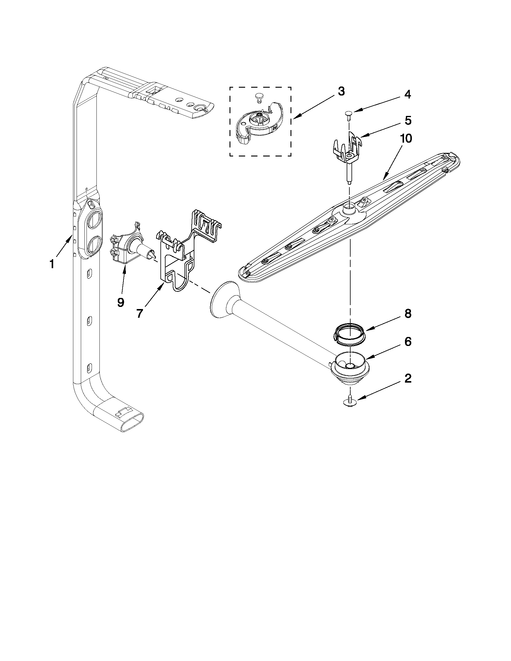 Whirlpool DU1055XTVD6 upper wash and rinse parts diagram