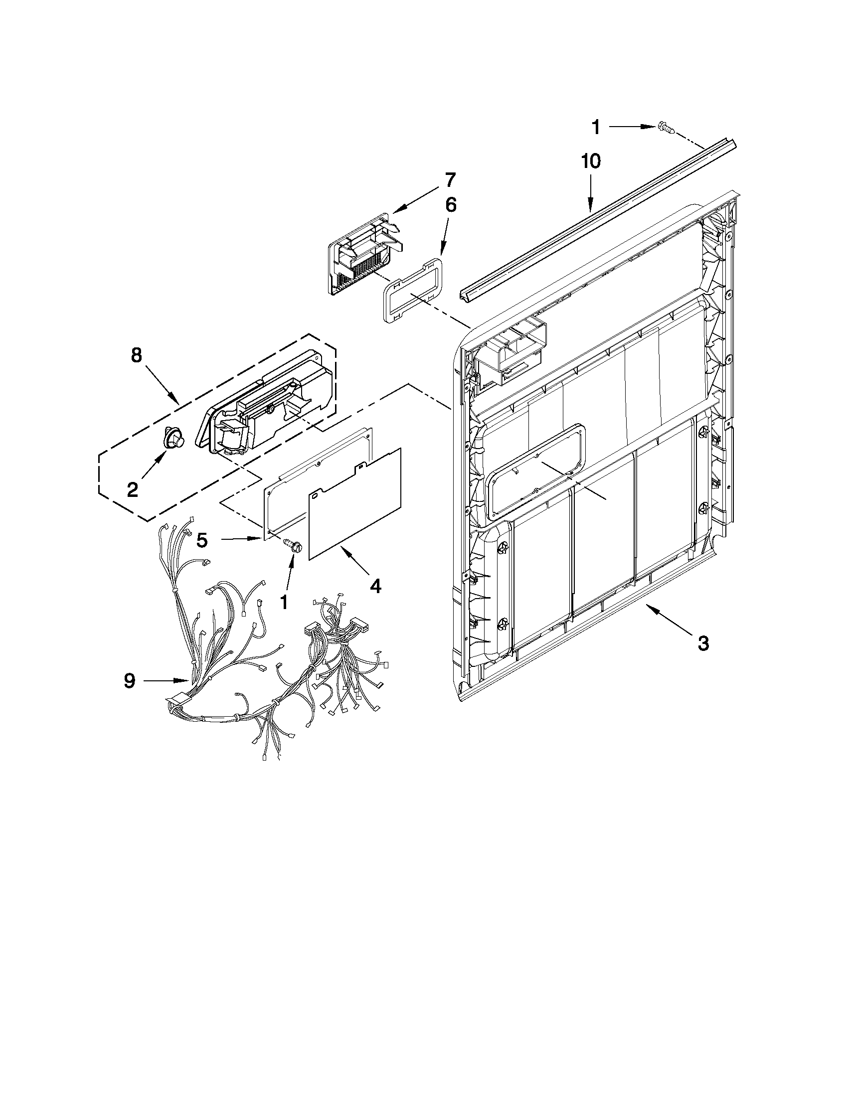 Whirlpool DP1040XTXQ5 inner door parts diagram