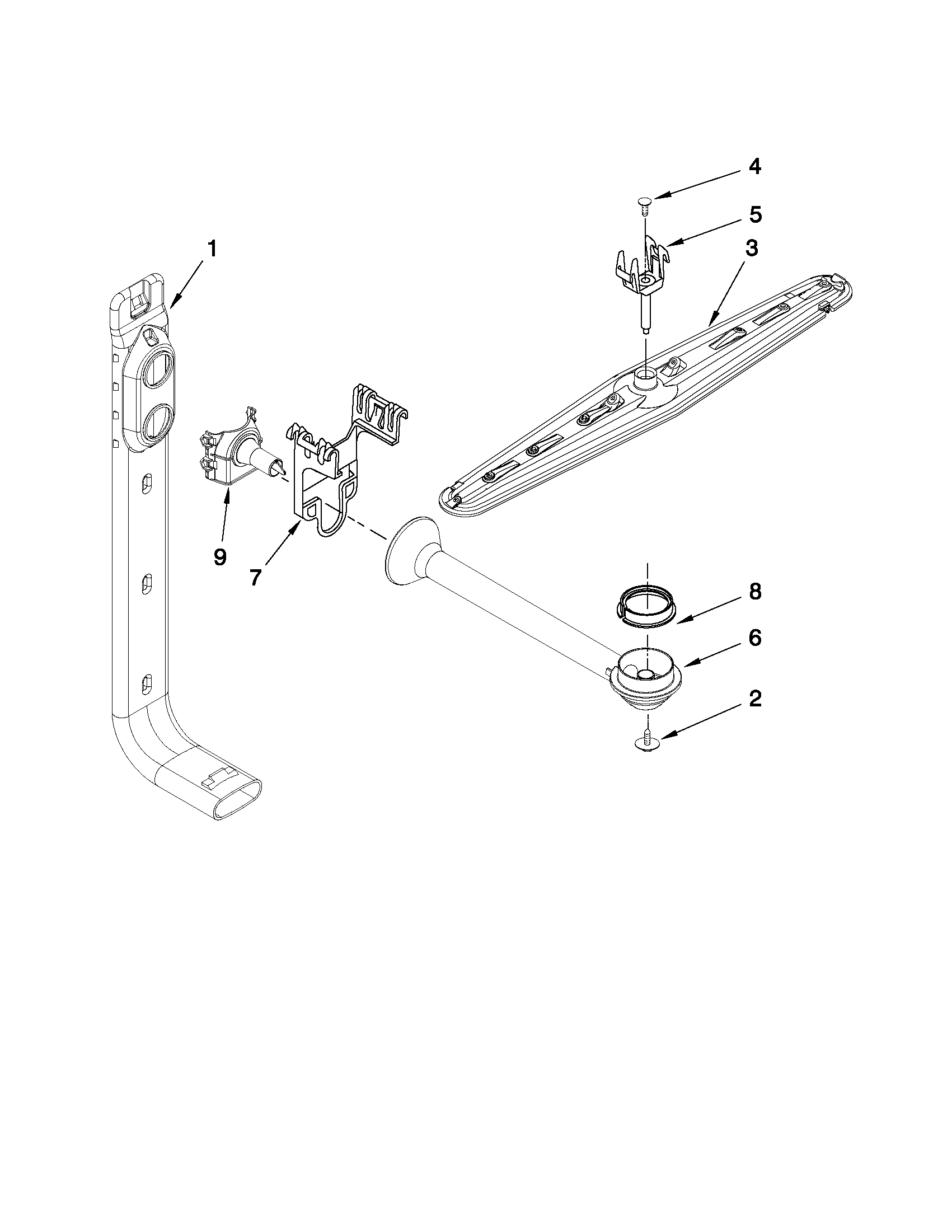 Whirlpool DP1040XTXQ5 upper wash and rinse parts diagram