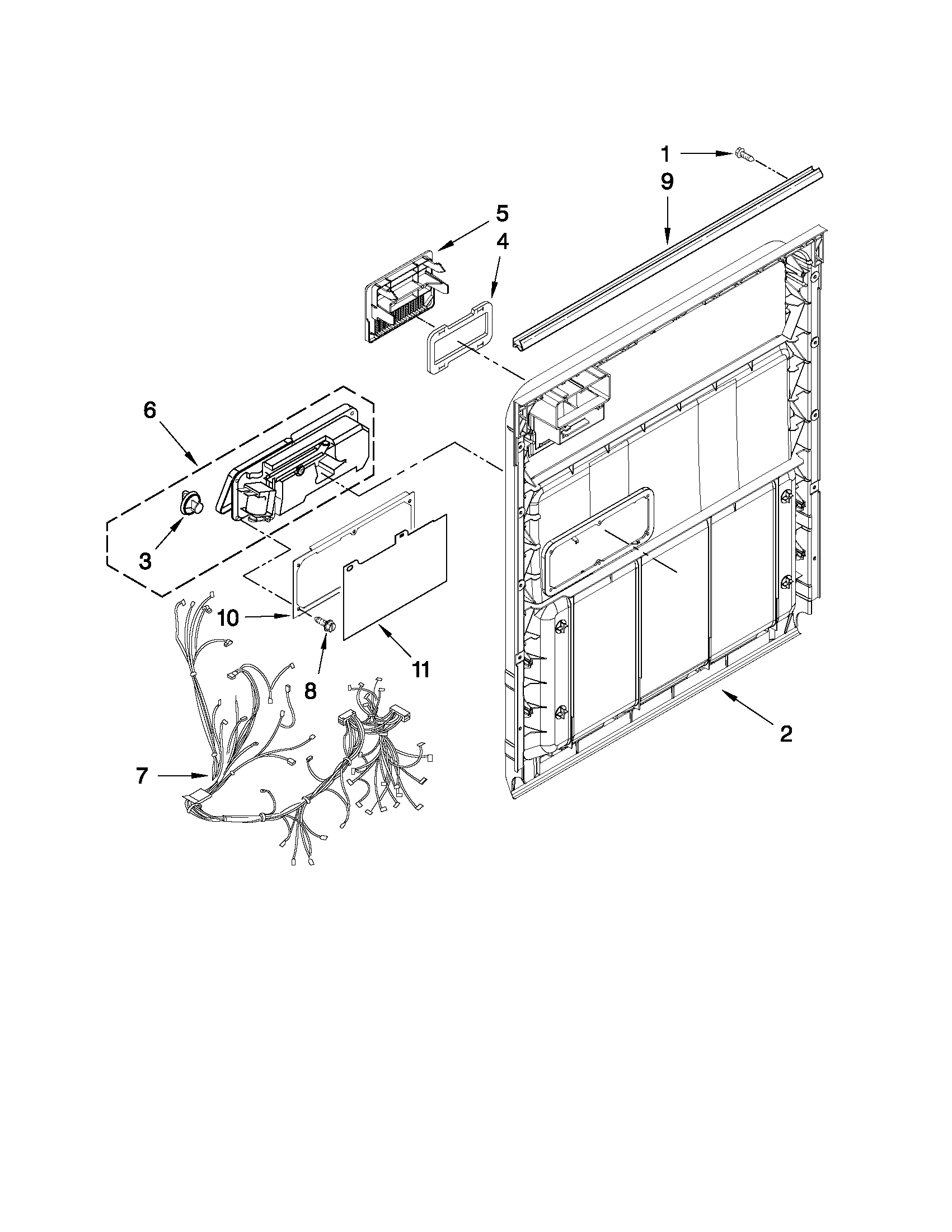 Whirlpool DU1300XTVT6 inner door parts diagram