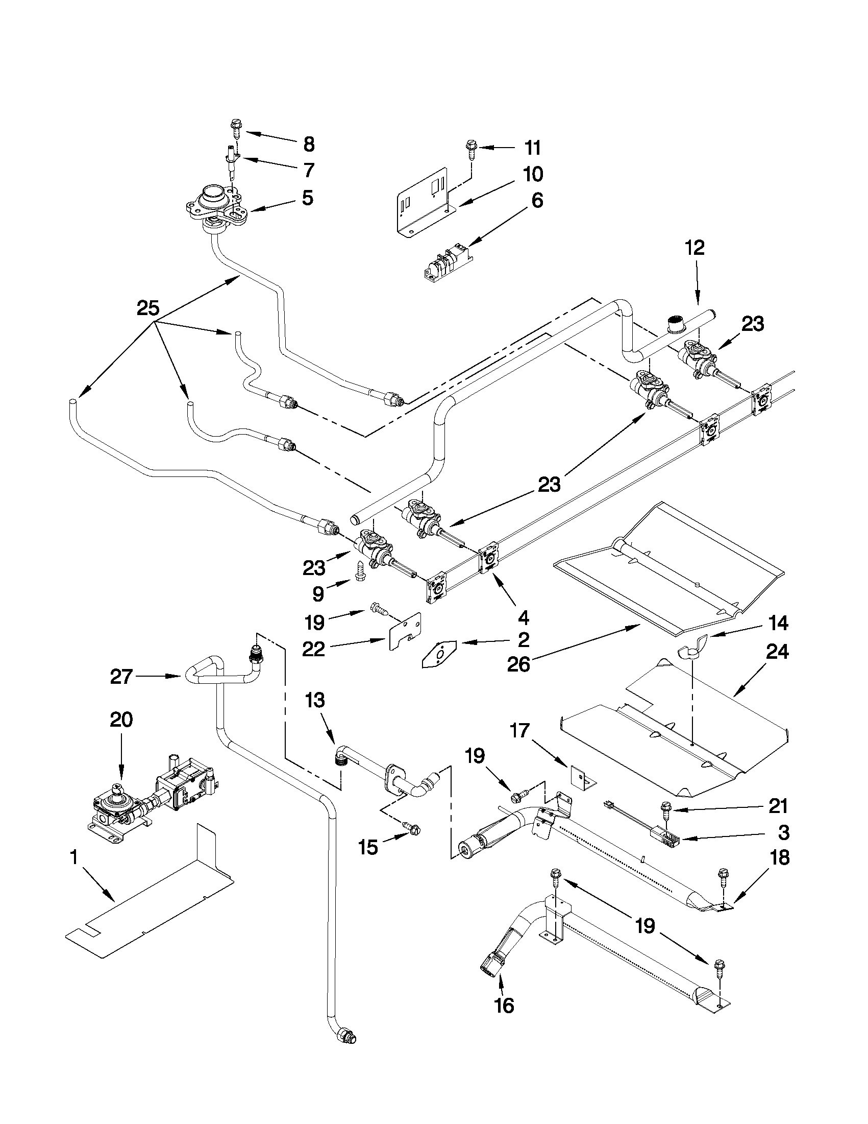 Maytag MGS5752BDW19 manifold parts diagram