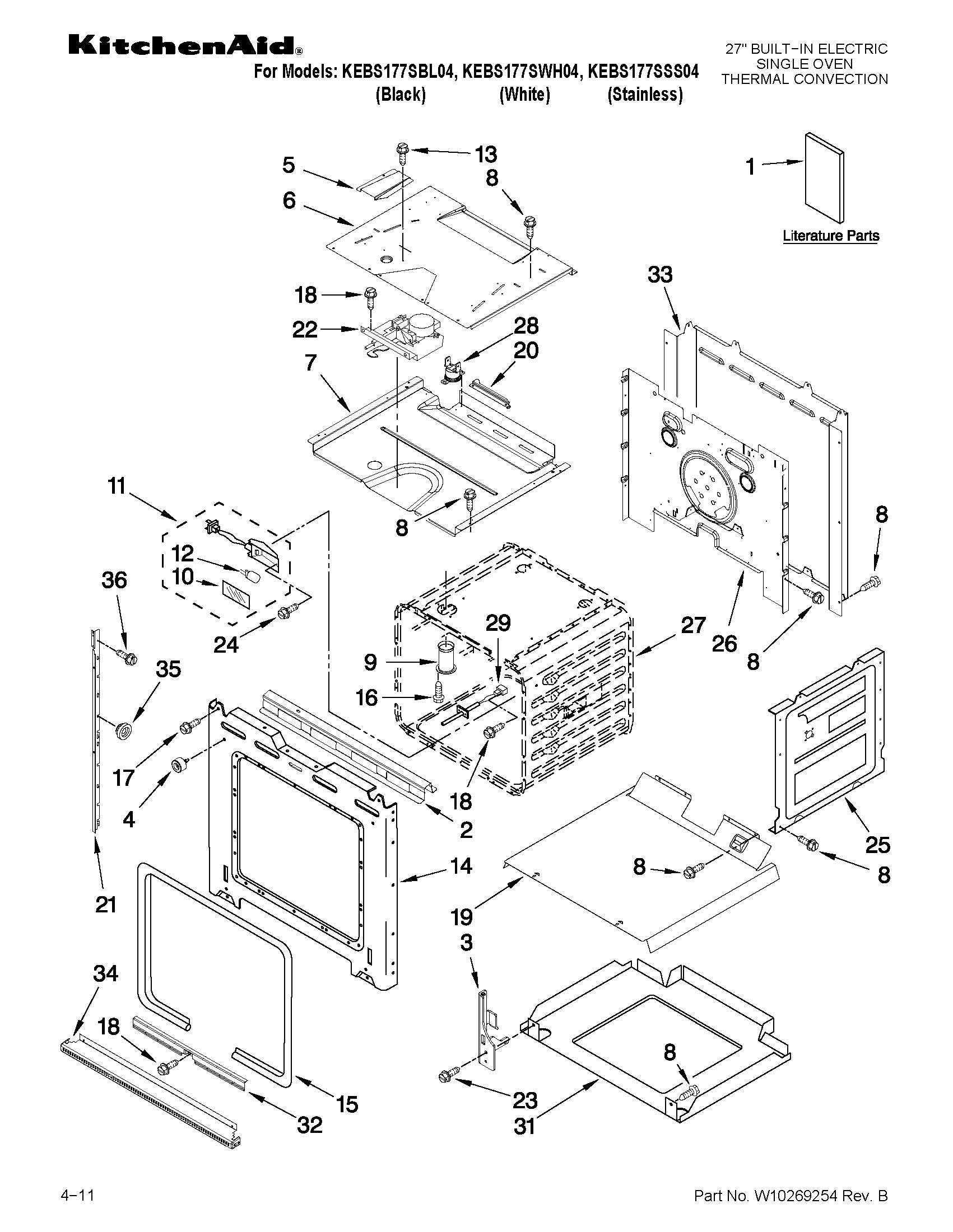 KitchenAid KEBS177SBL04 oven parts diagram