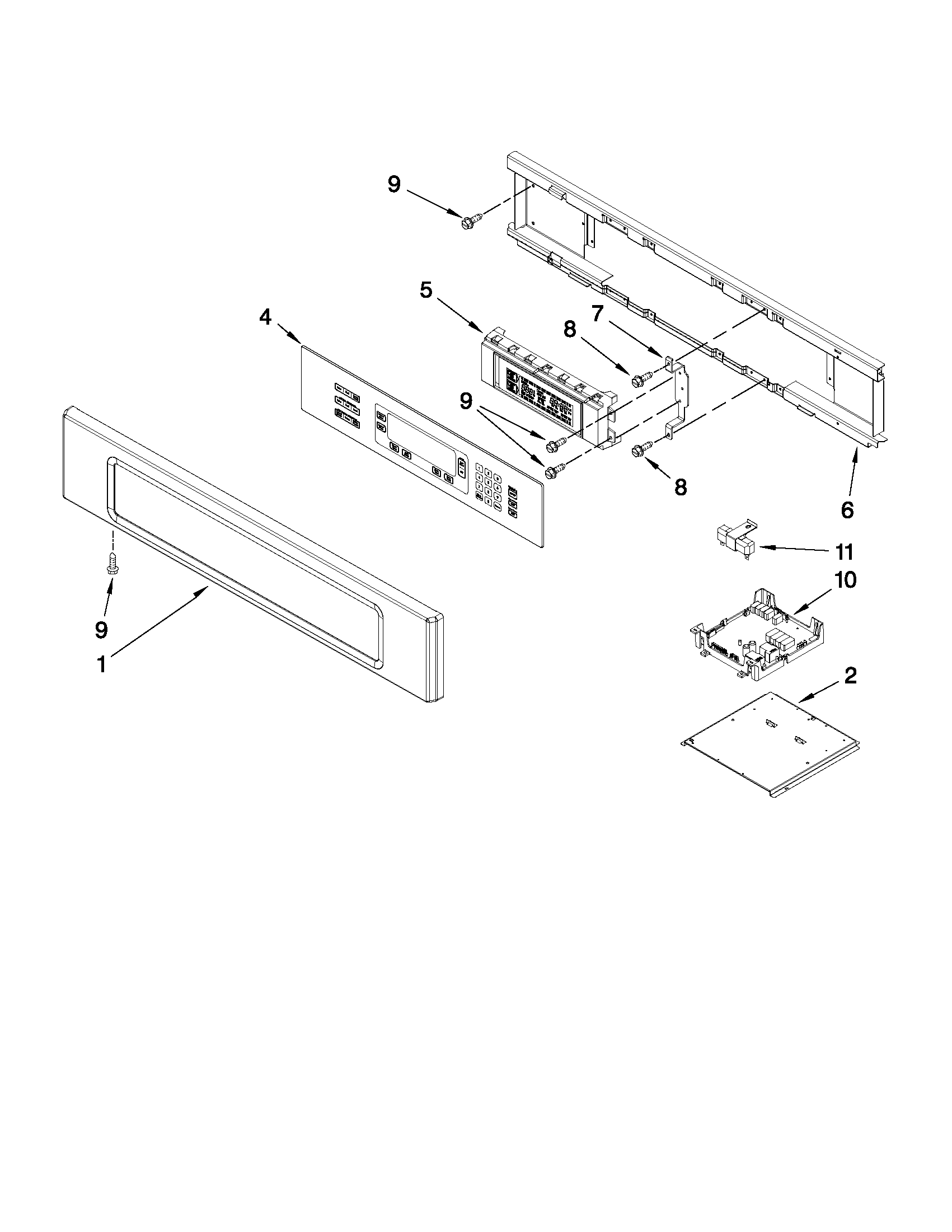 KitchenAid KEBS177SBL04 control panel parts diagram