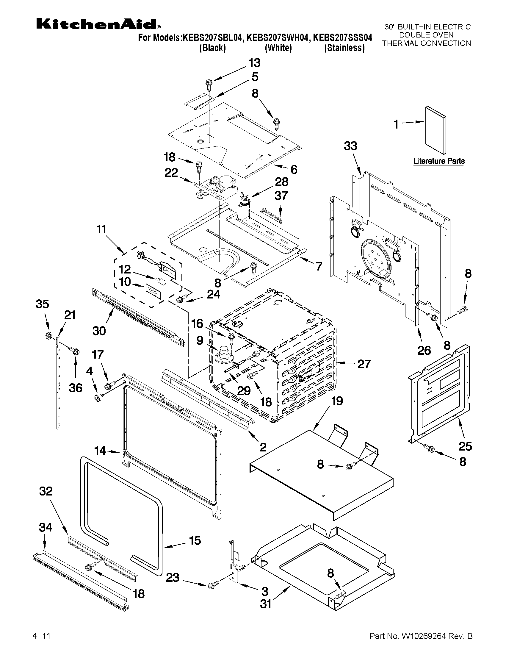 KitchenAid KEBS207SWH04 oven parts diagram