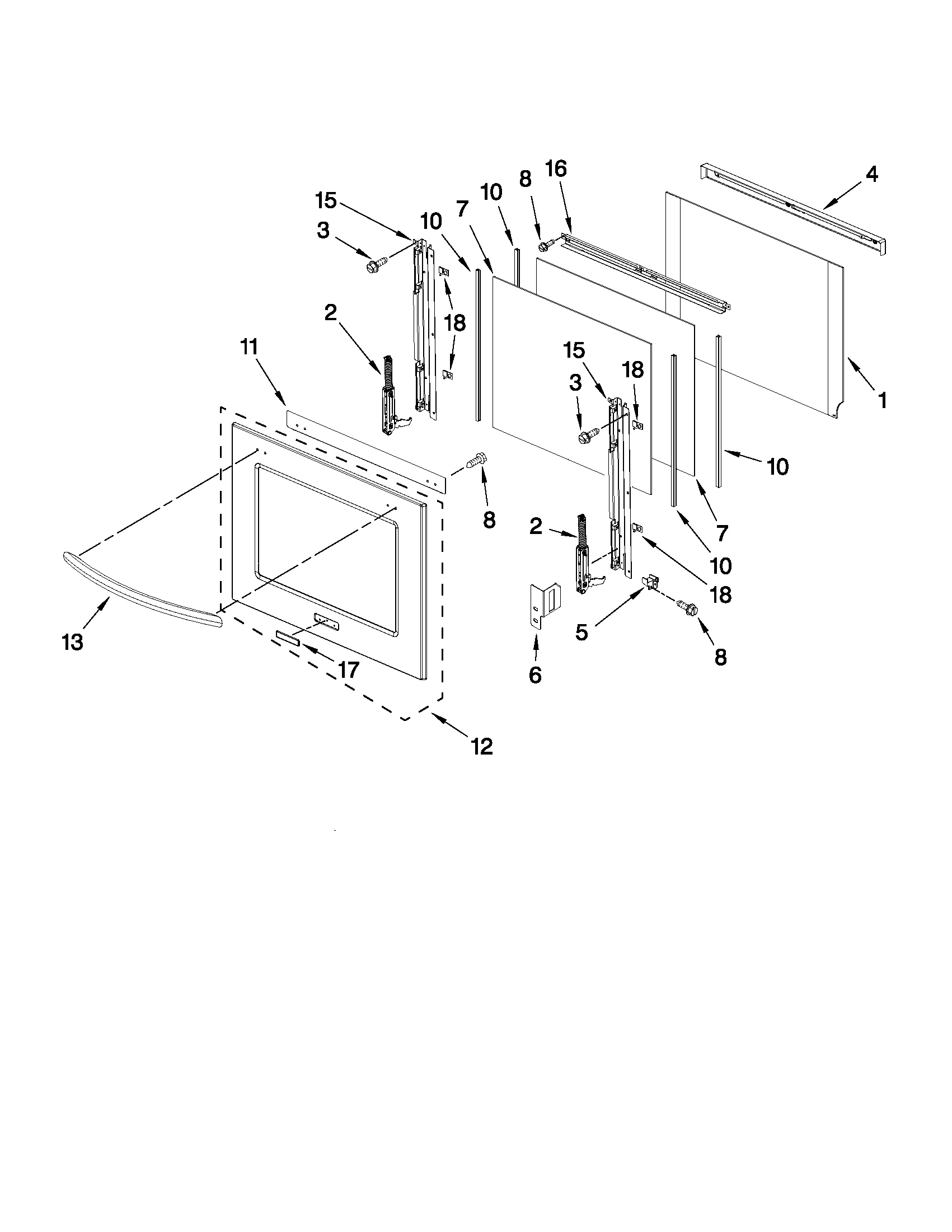 KitchenAid KEBS207SWH04 oven door parts diagram