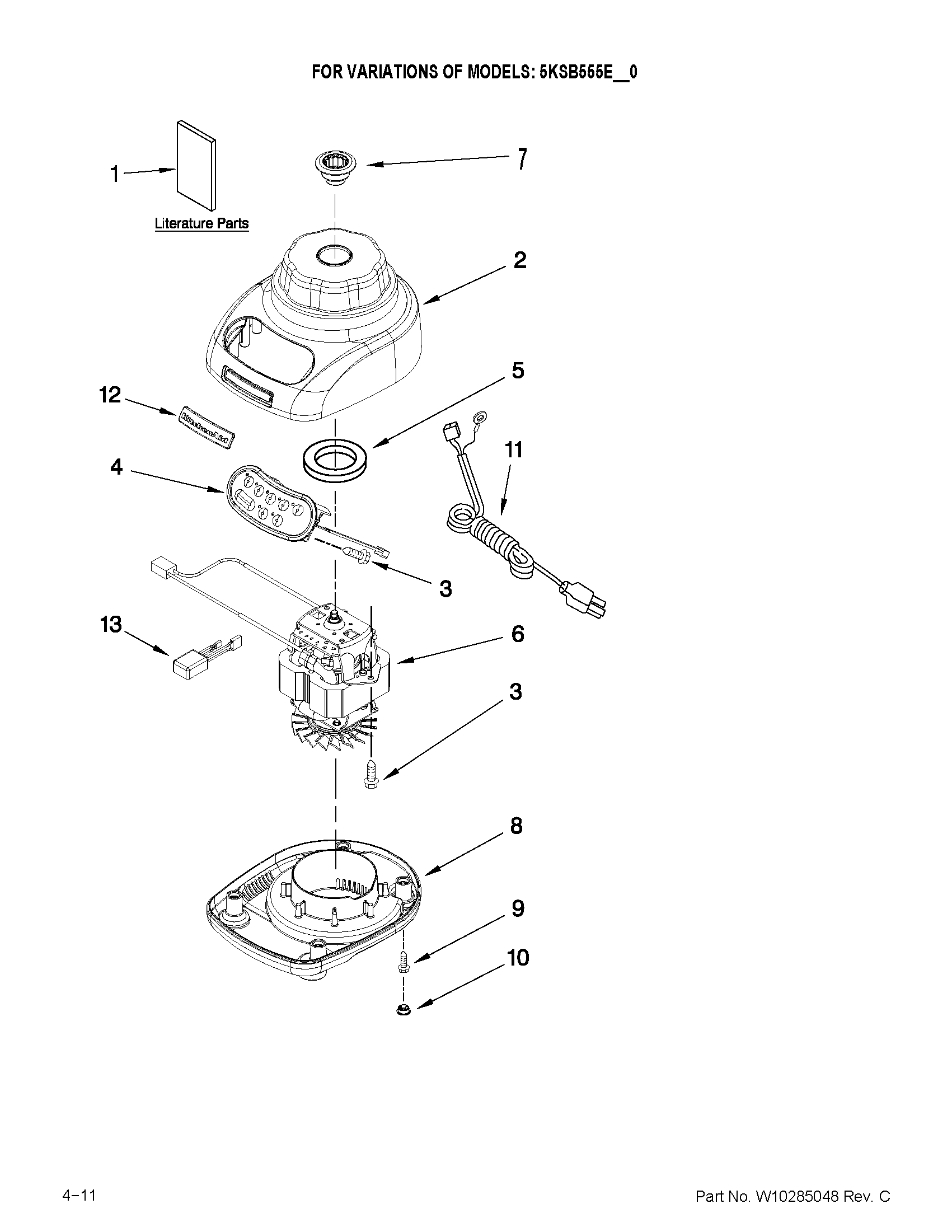 KitchenAid 5KSB555EPM0 unit parts diagram