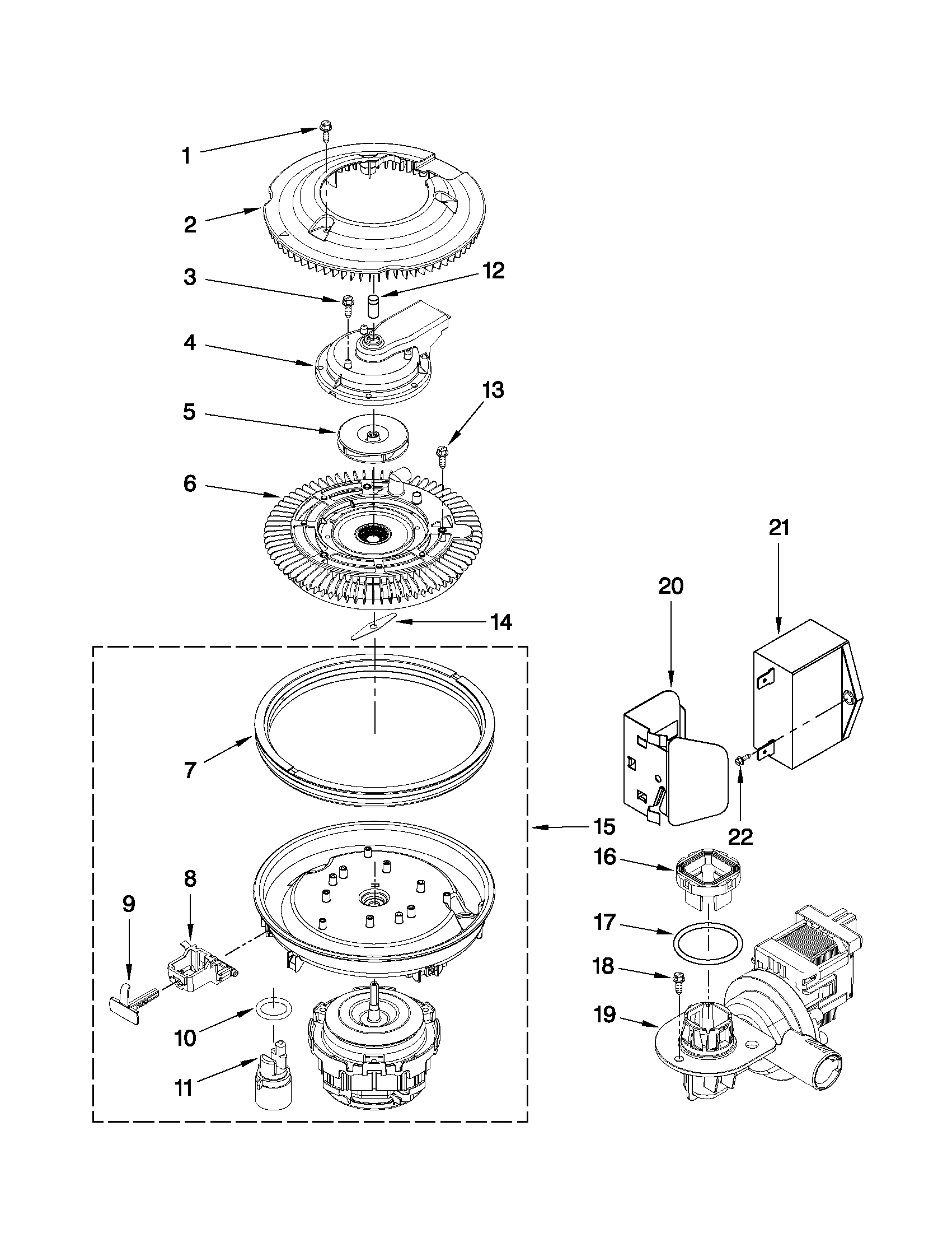 Jenn-Air JDB2150AWP0 pump and motor parts diagram