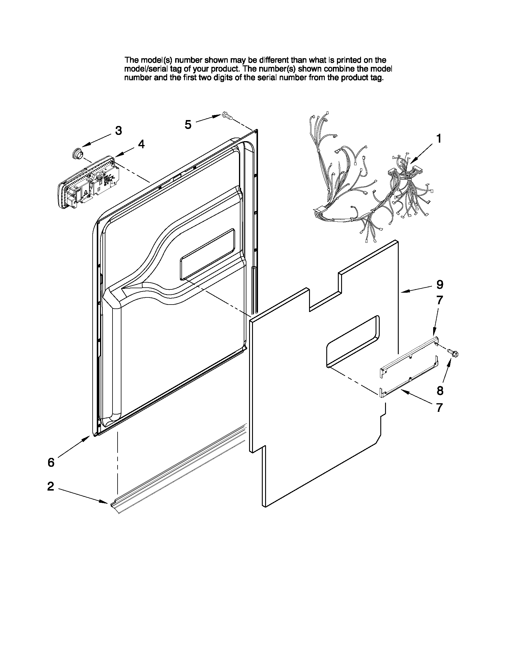 Jenn-Air JDB2150AWP1 door and latch parts diagram