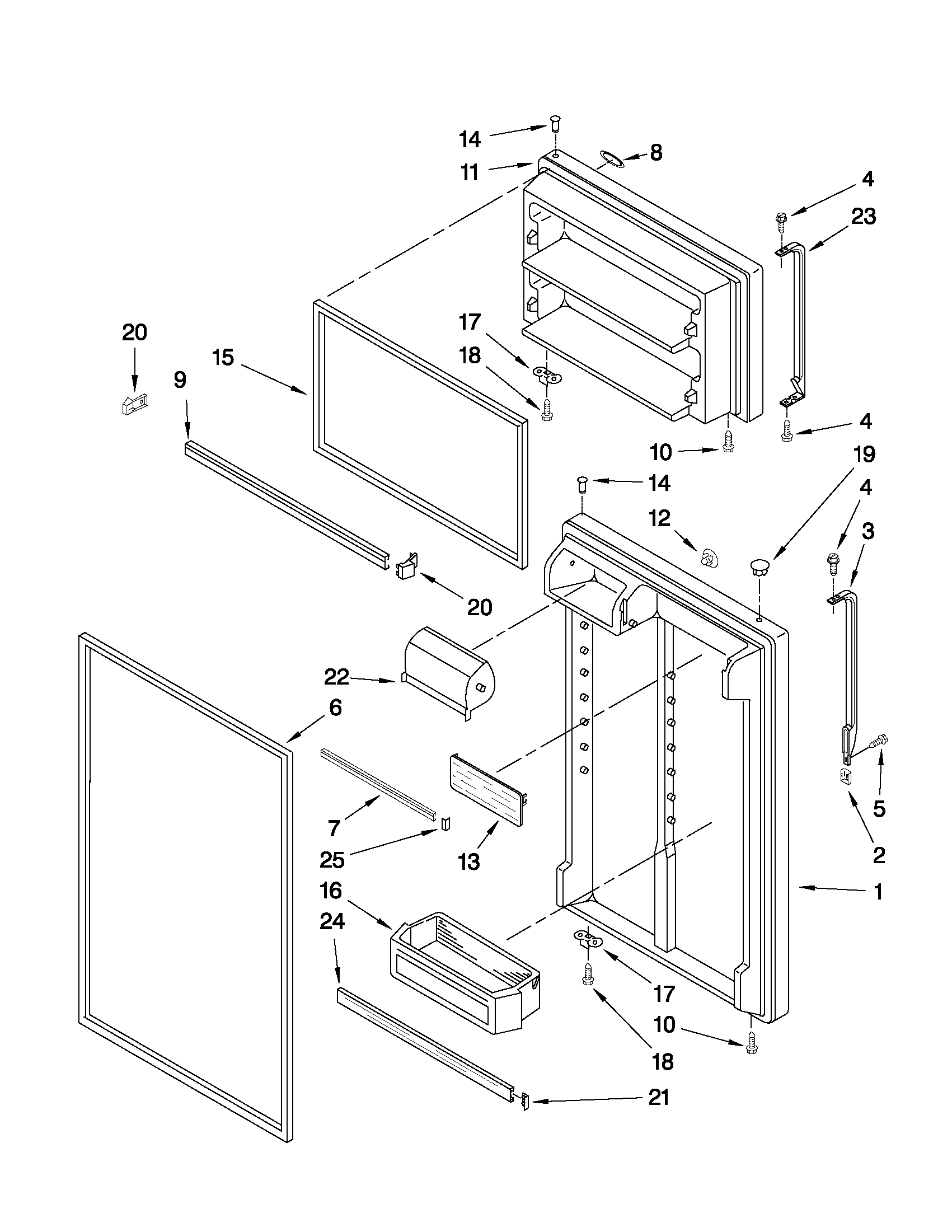 Maytag M1TXEMMWW02 door parts diagram