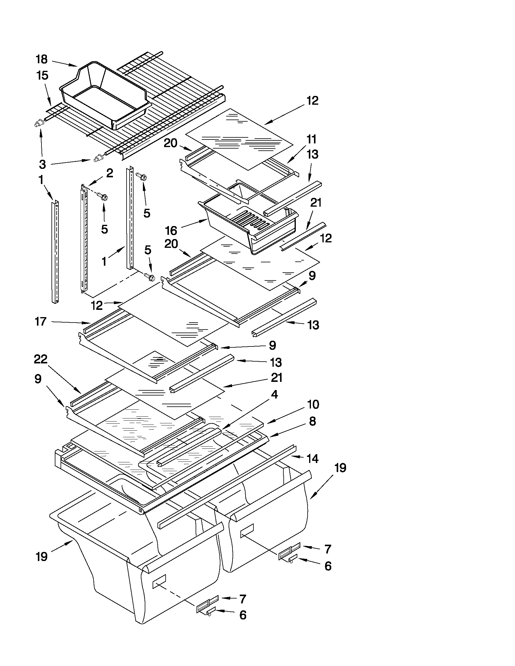 Maytag M1TXEMMWW02 shelf parts diagram