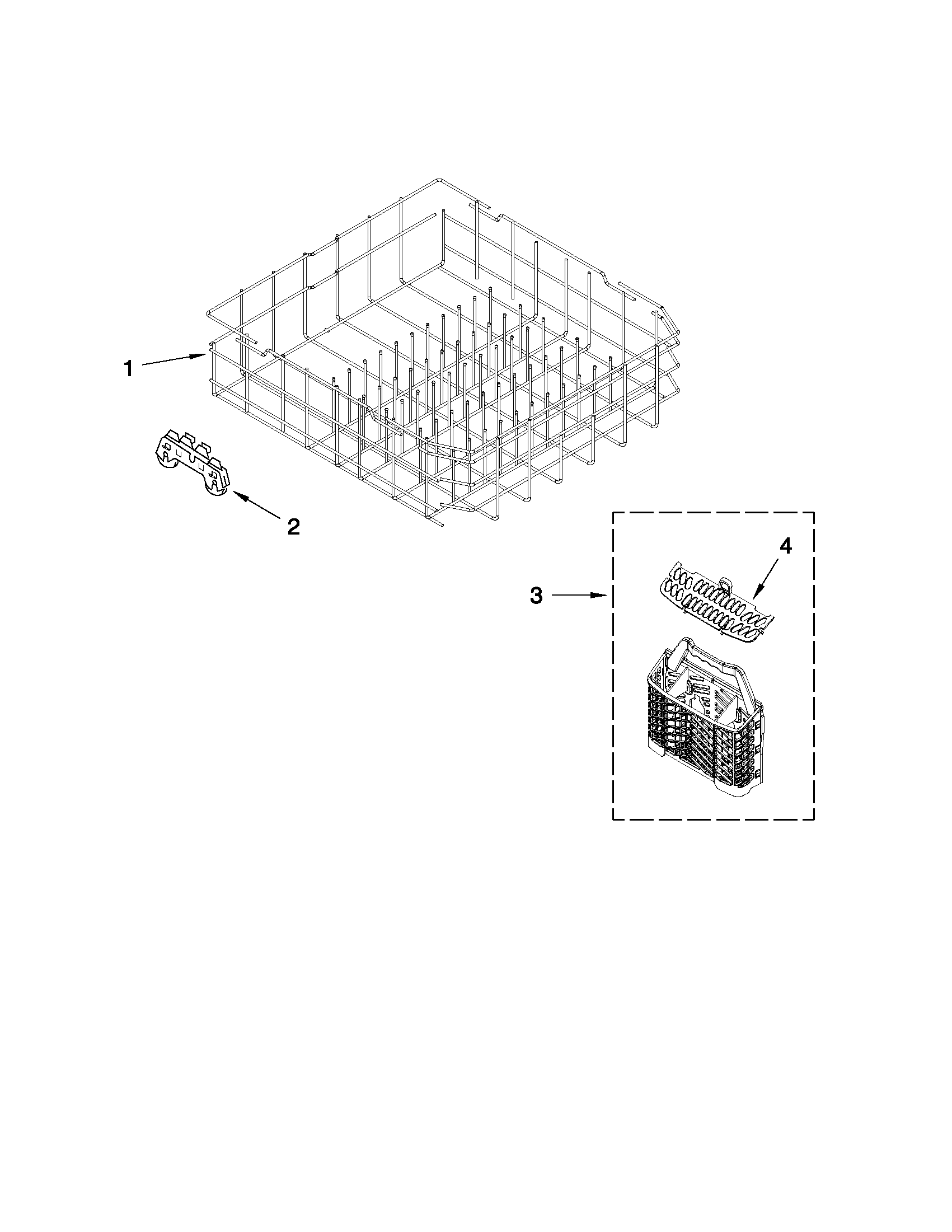 Amana ADB1600AWQ4 lower rack parts diagram