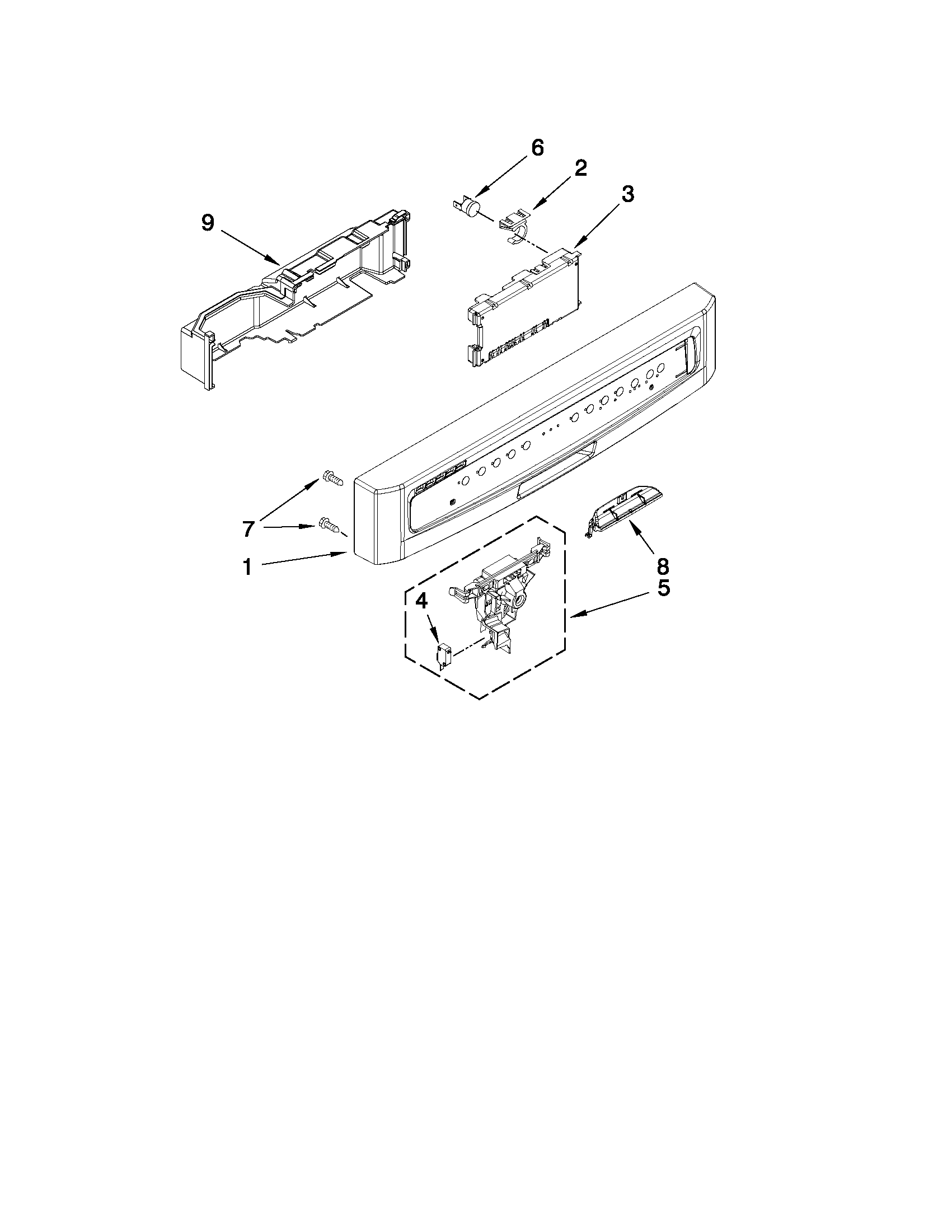 Maytag MDBH949AWW3 control panel and latch parts diagram