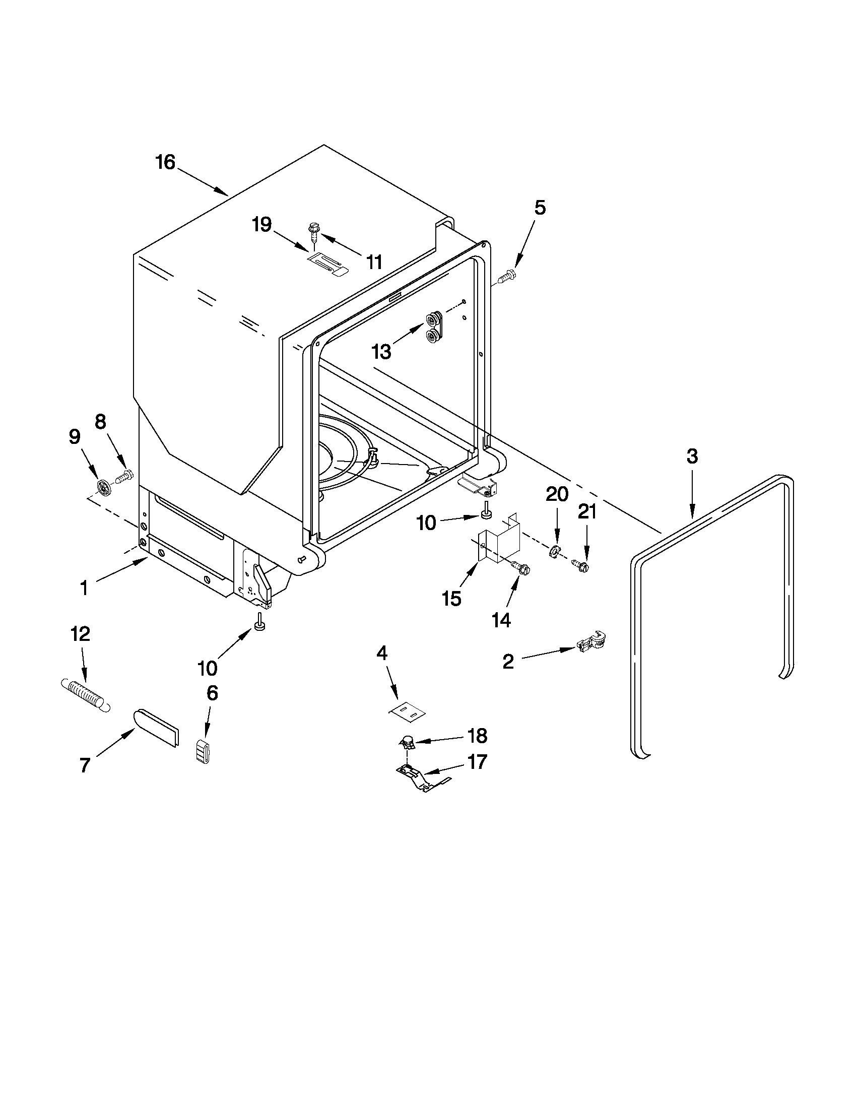 Maytag MDBH949AWW3 tub and frame parts diagram